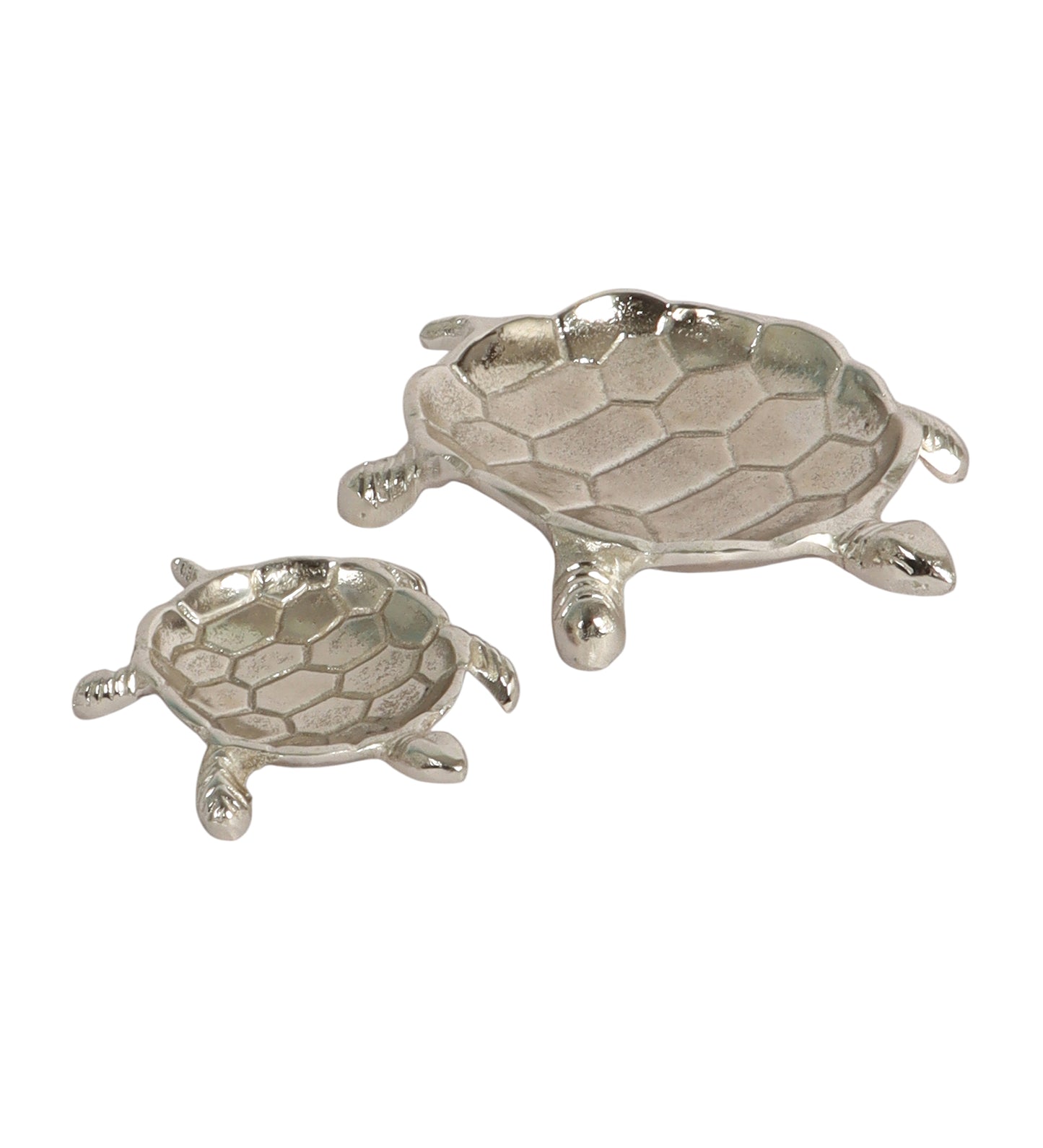 Silver Tortoise Aluminum Trinket Set of 2