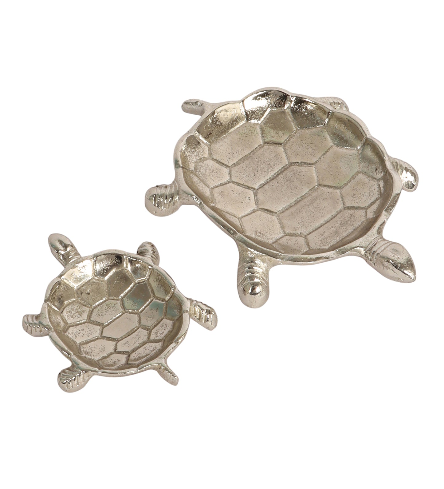 Silver Tortoise Aluminum Trinket Set of 2