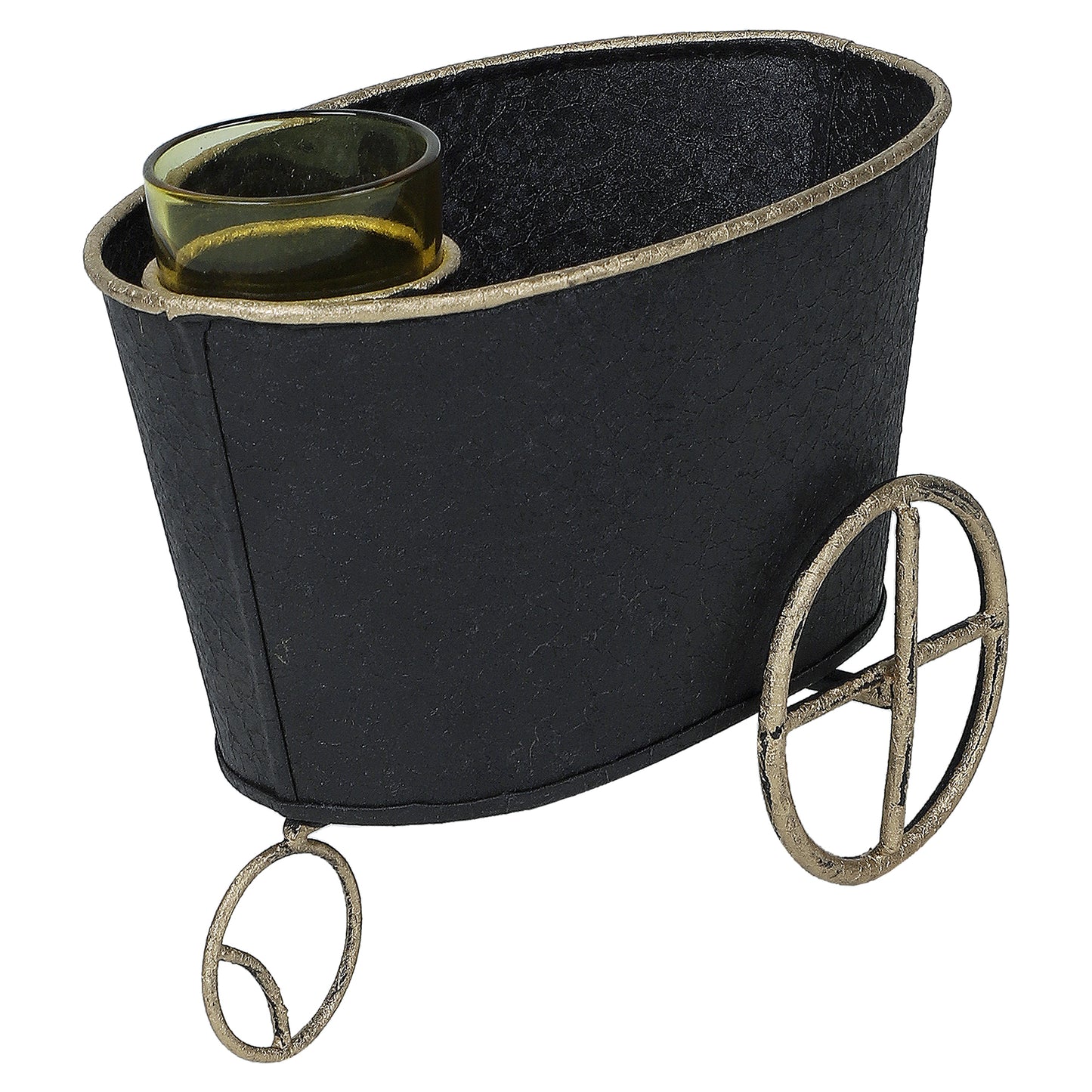 Wheel Barrow Snacks Platter with Glass