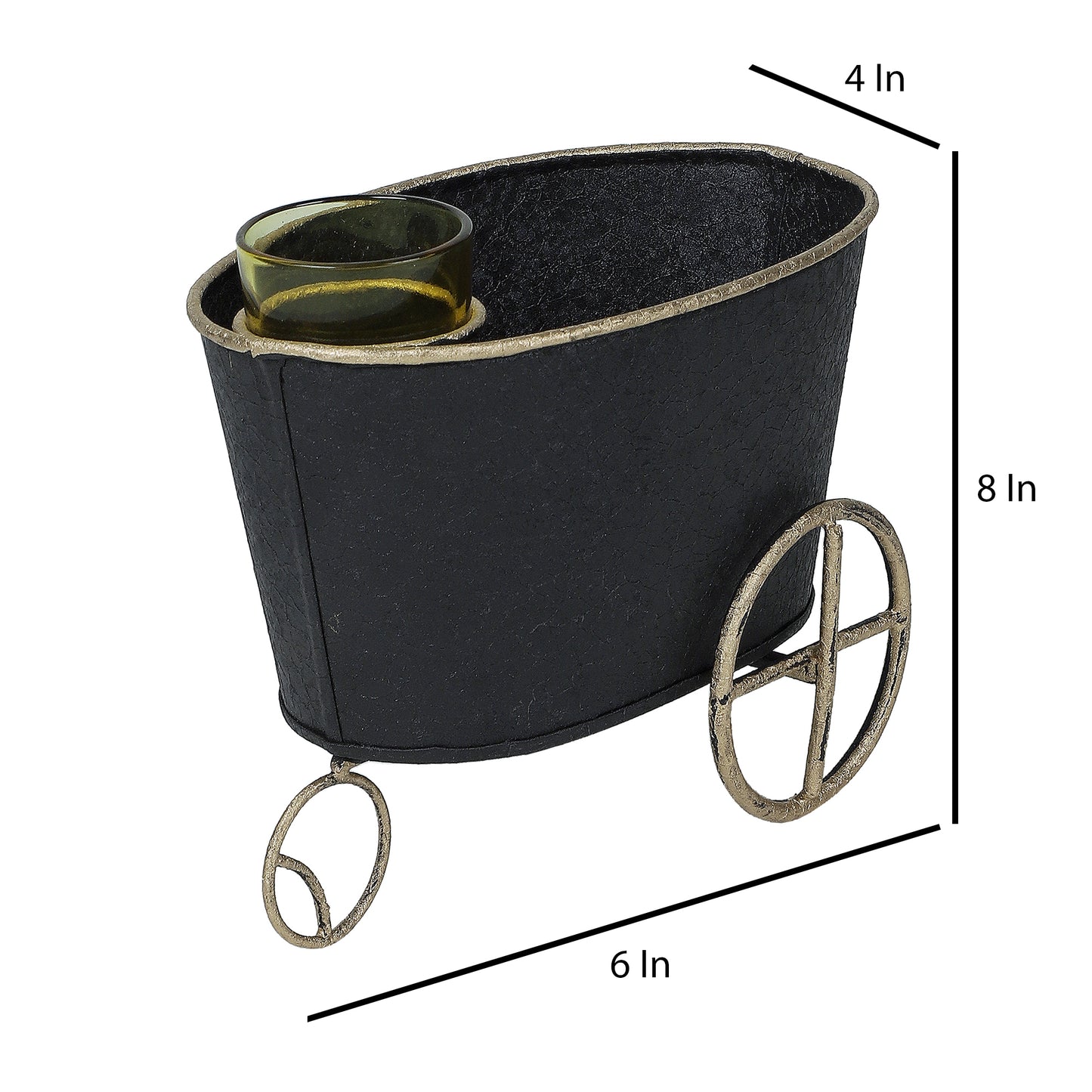 Wheel Barrow Snacks Platter with Glass