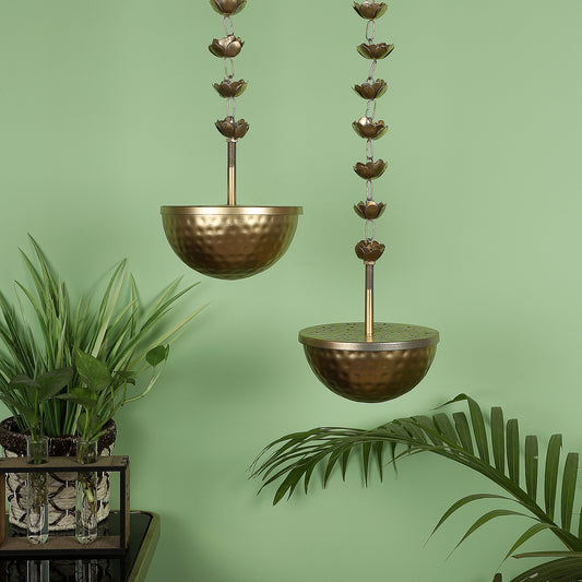 Copper Iron Hanging Lobaan Urli Set Of 2