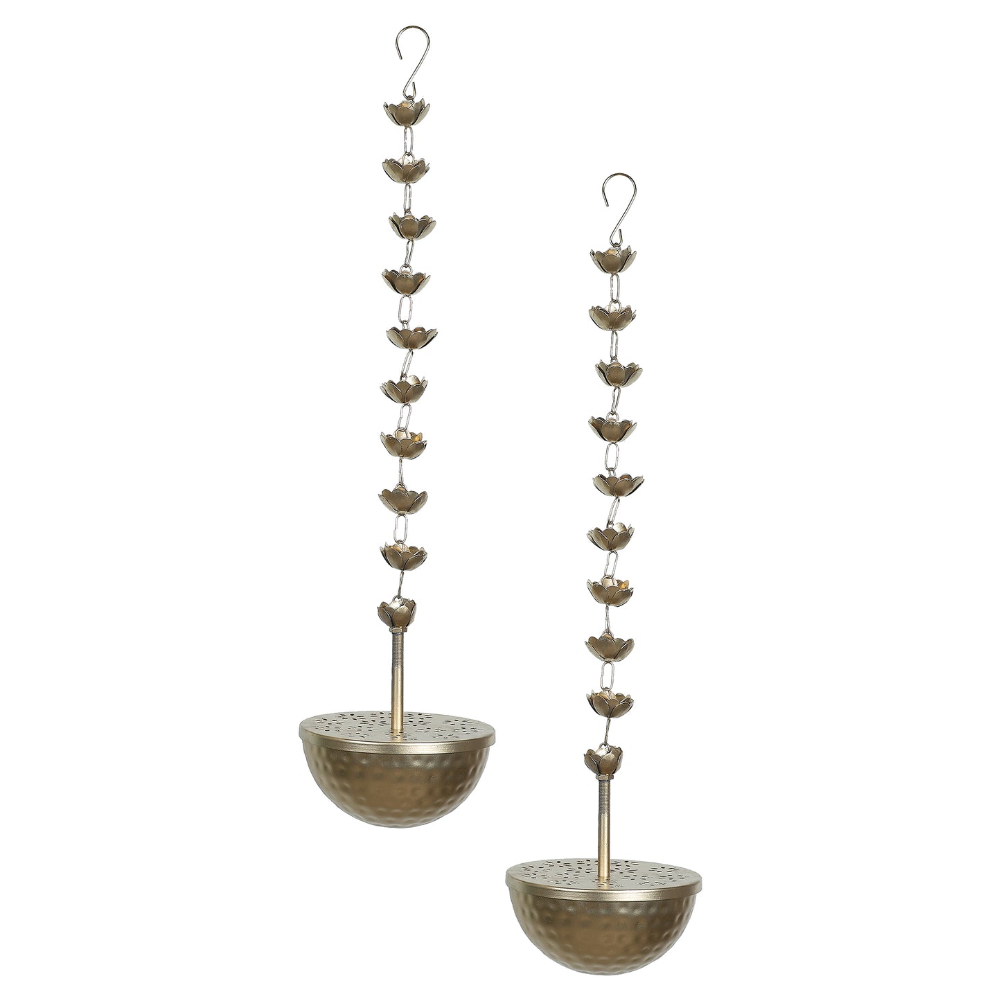 Copper Iron Hanging Lobaan Urli Set Of 2