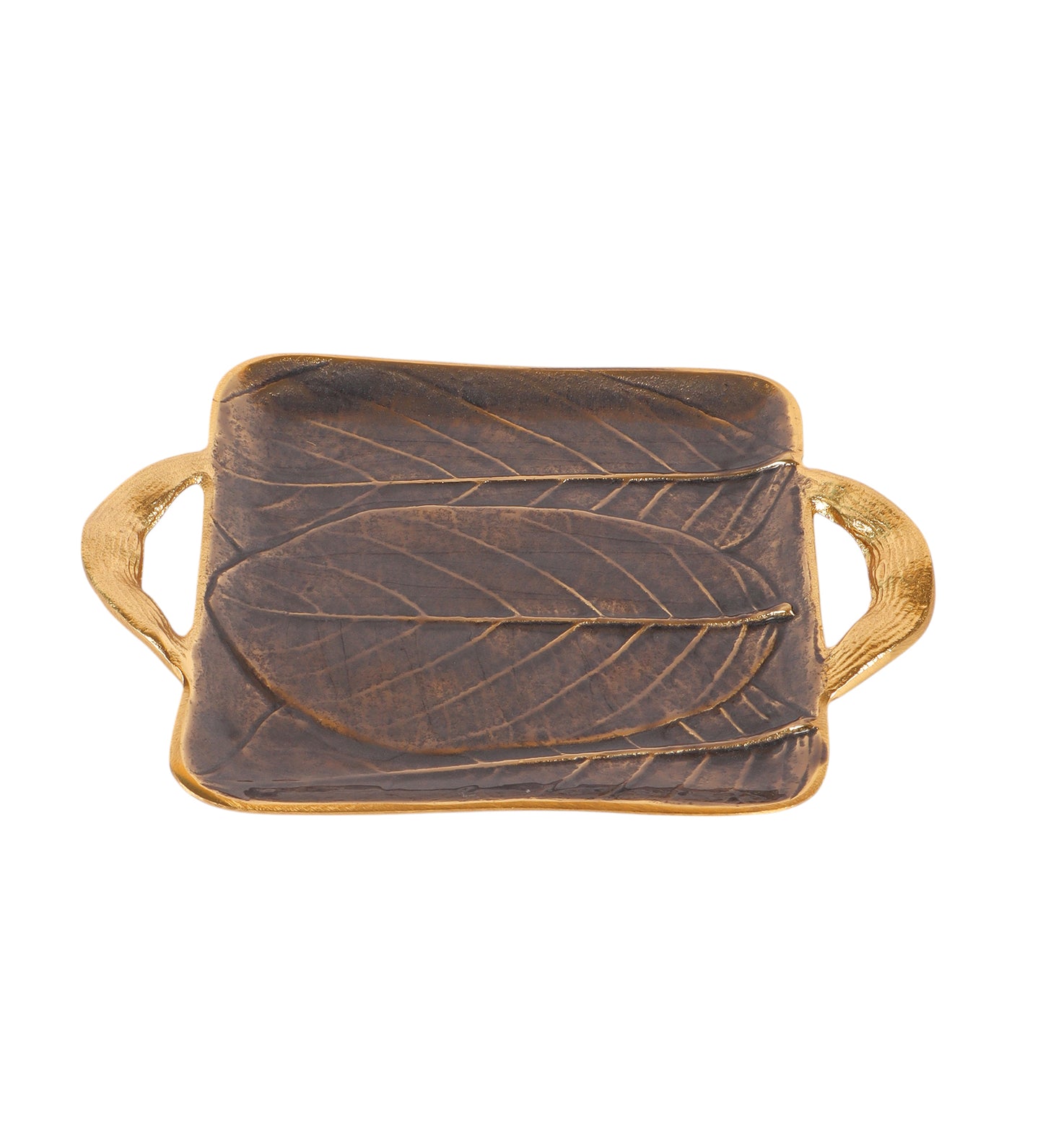 Black Leaves Aluminium Platter with Handle