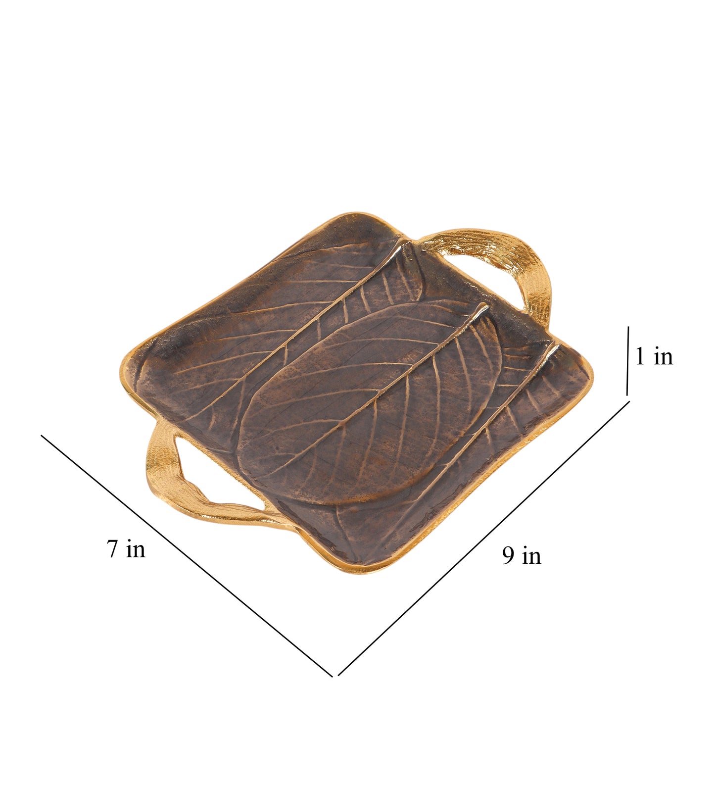 Black Leaves Aluminium Platter with Handle