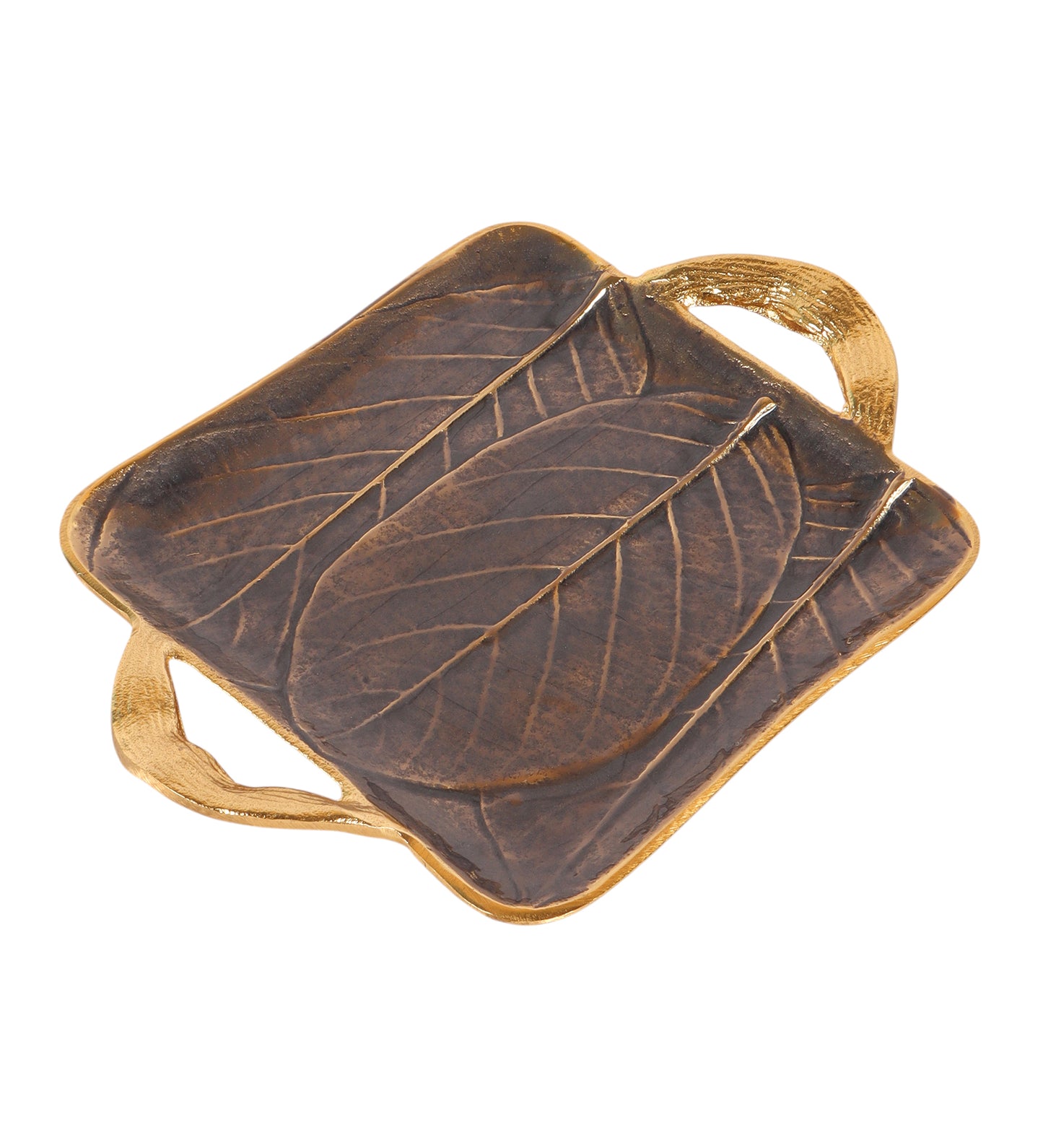 Black Leaves Aluminium Platter with Handle
