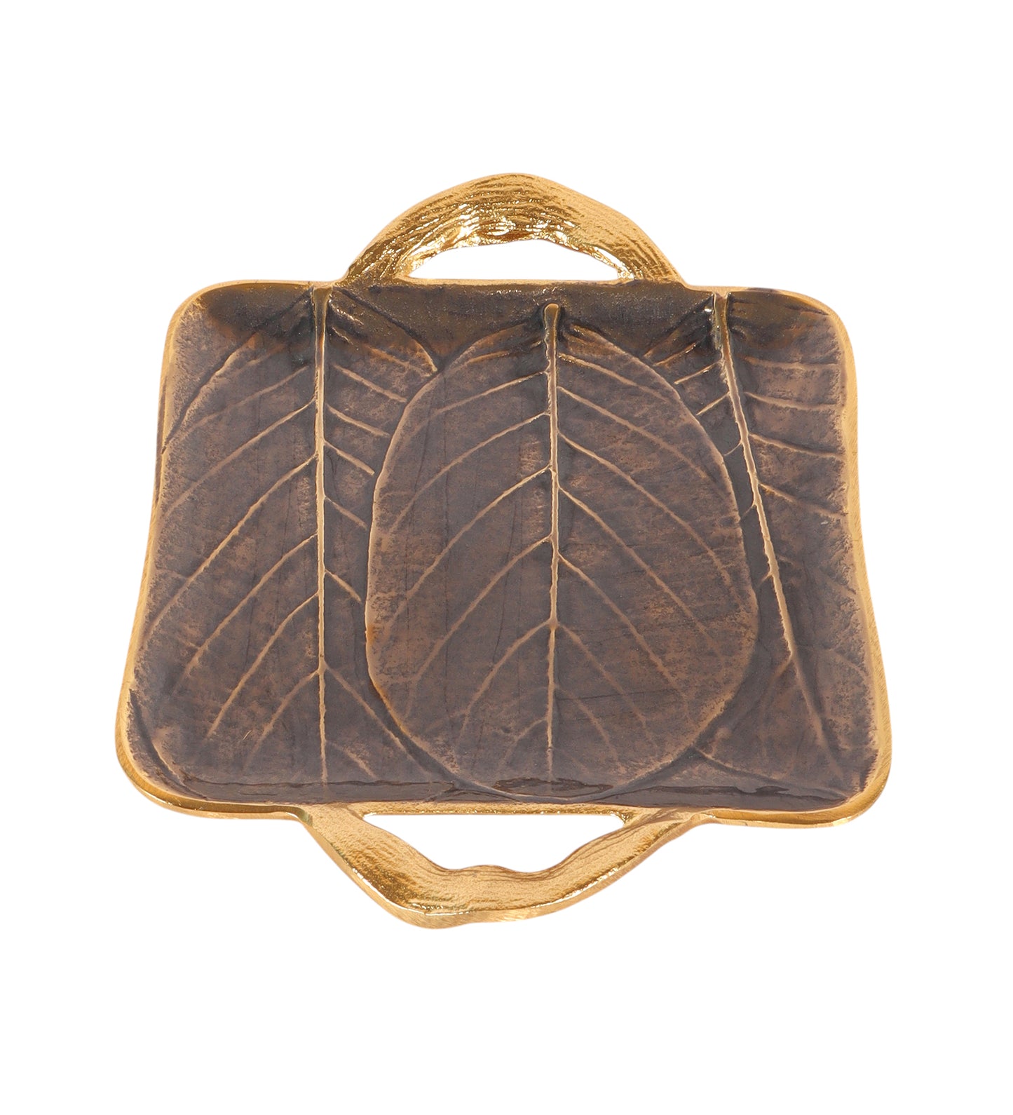 Black Leaves Aluminium Platter with Handle