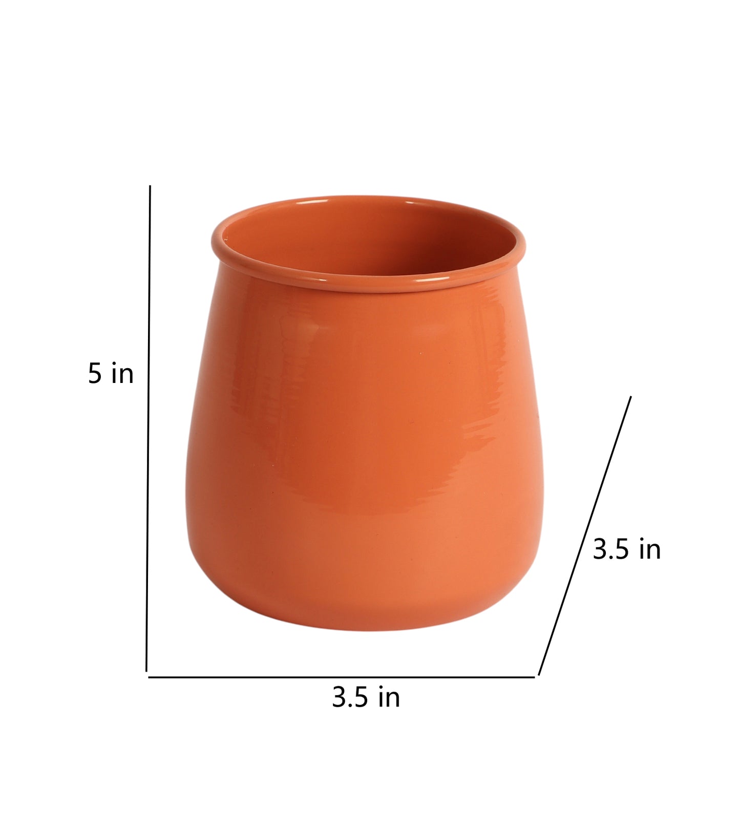 Orange Glossy Flower Pot Single