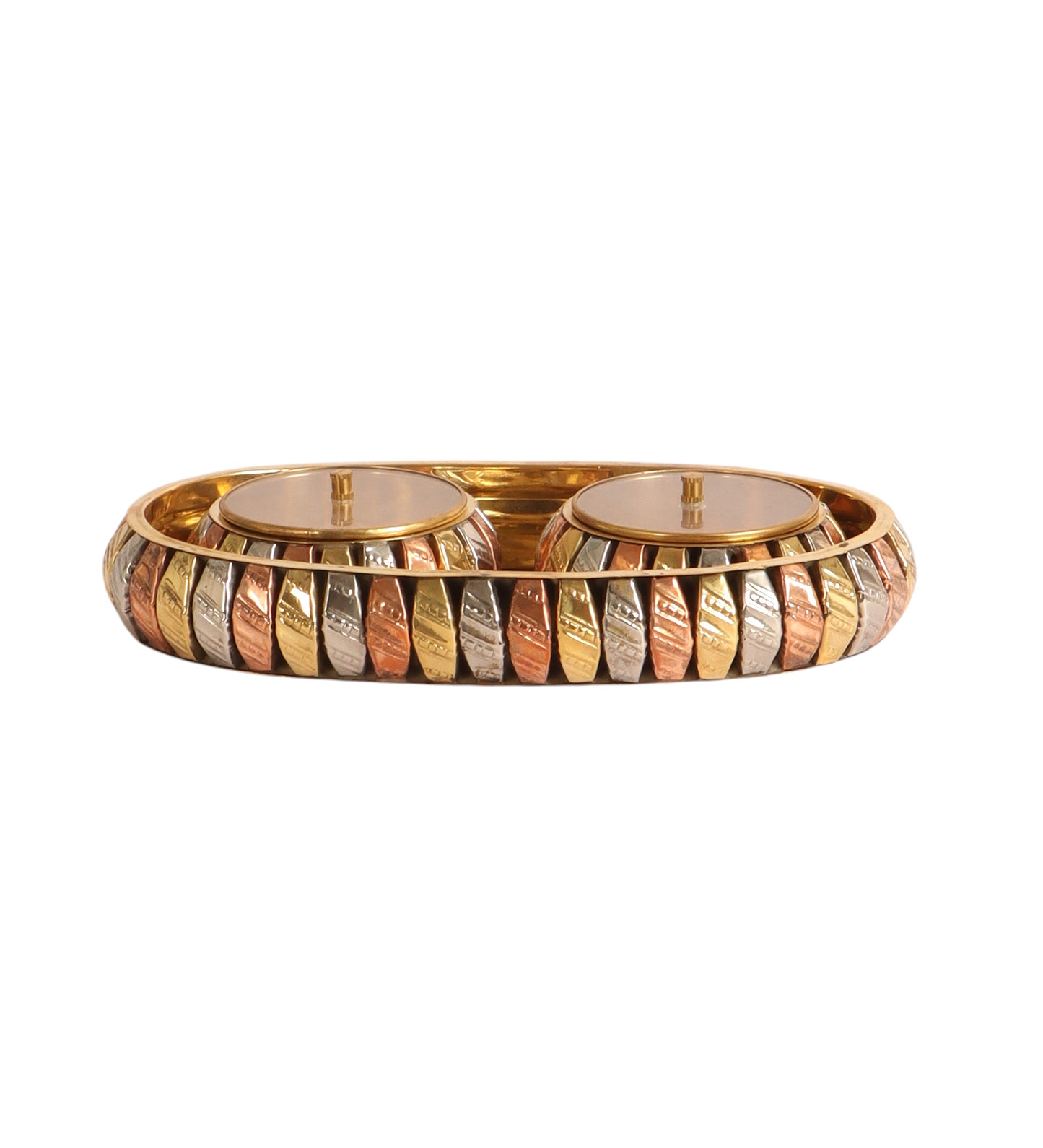 Brass Gold & Copper Dry Fuits Jar With Tray Set of 3