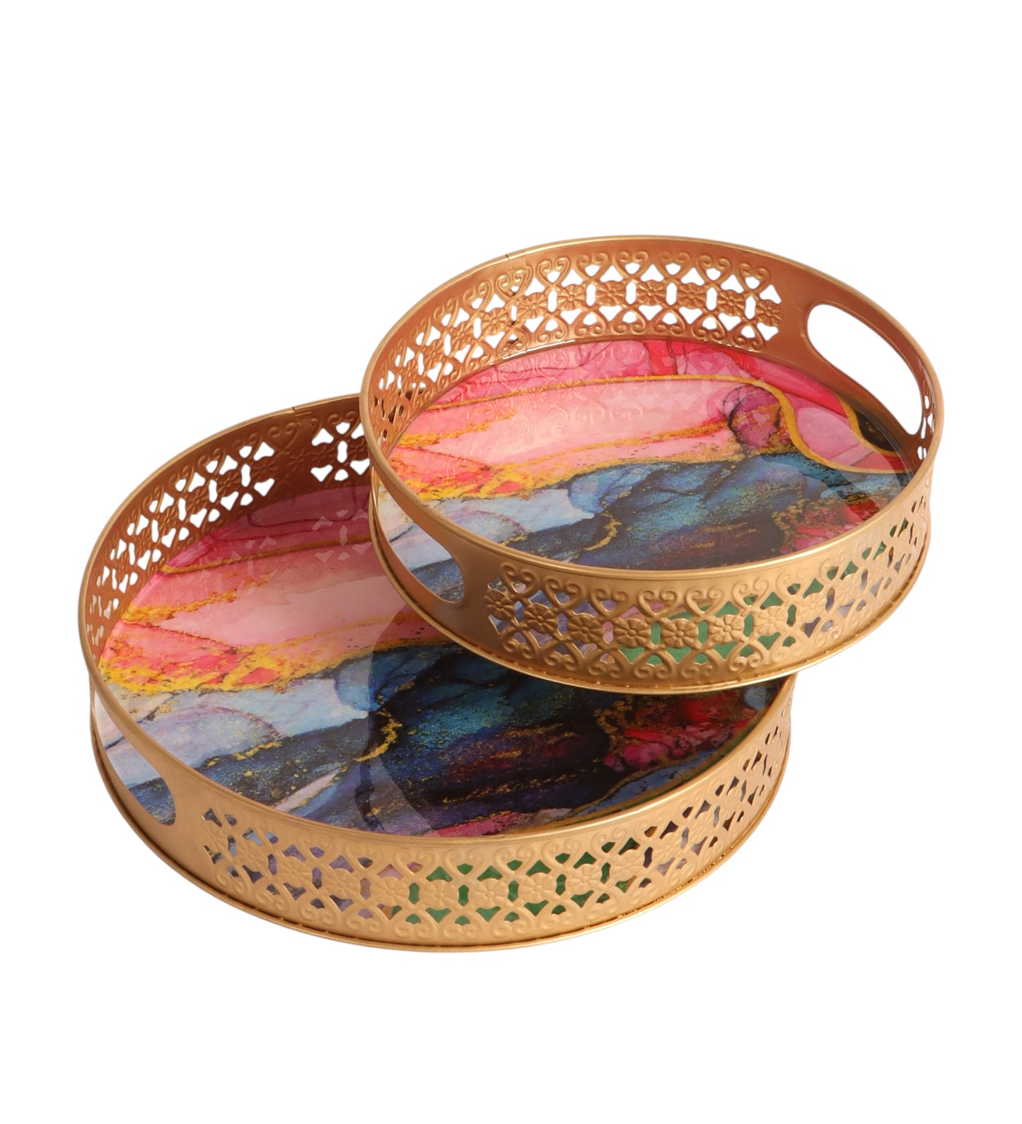 Blue & Pink Abstract Design Tray