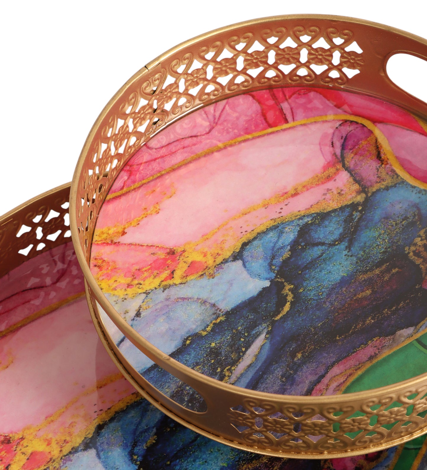 Blue & Pink Abstract Design Tray