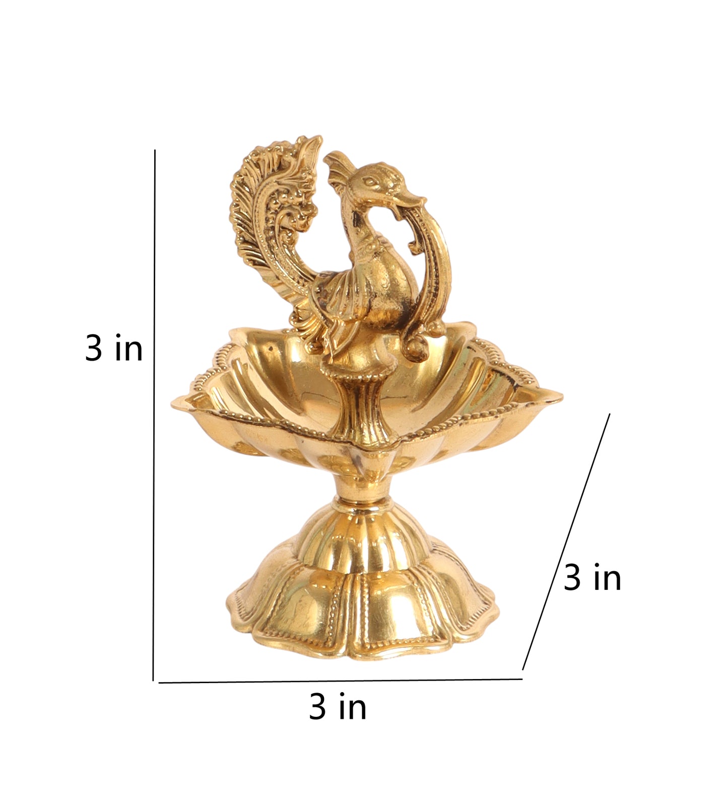 Small Brass Peacock Kerela Deepak Single