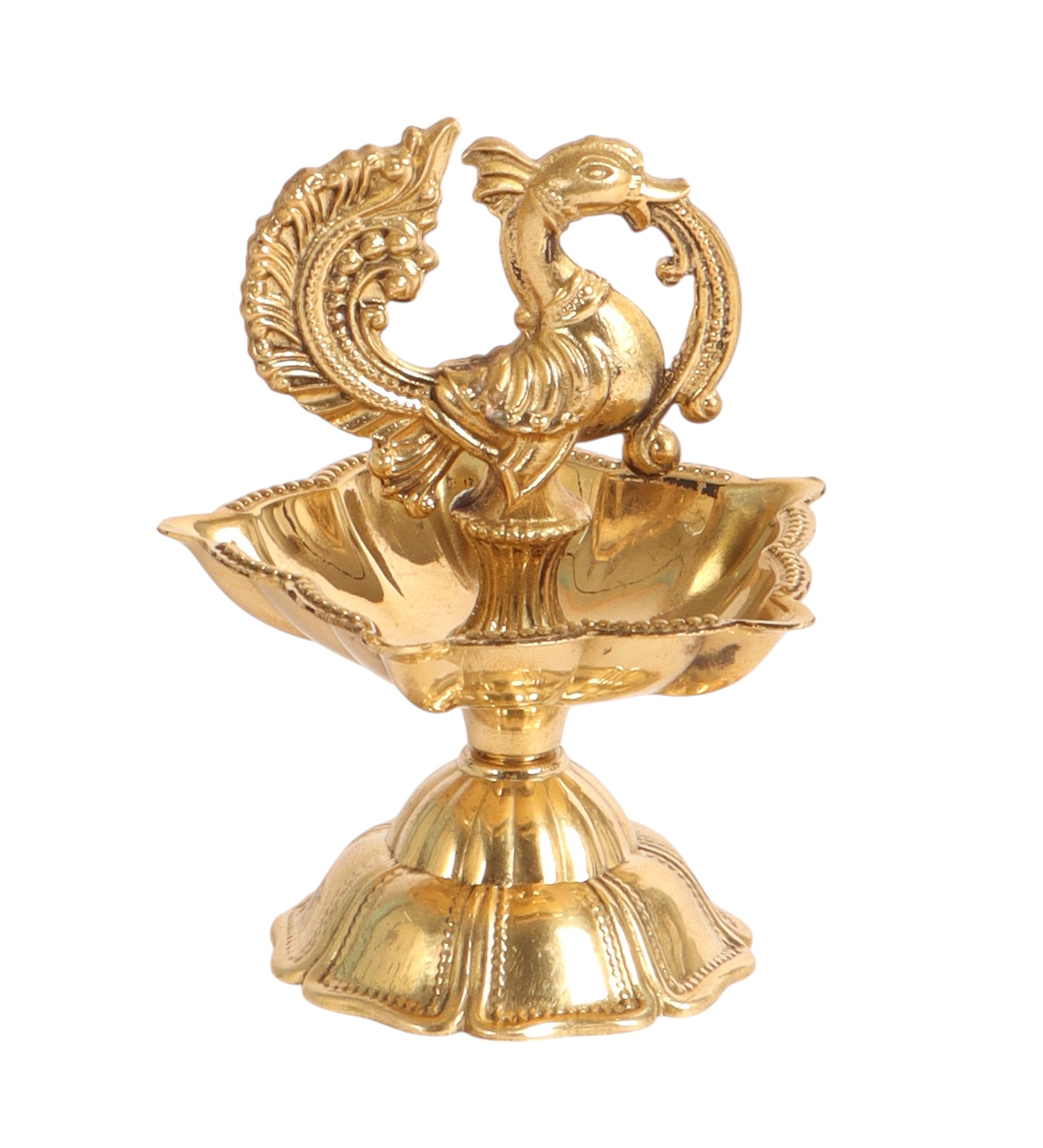 Small Brass Peacock Kerela Deepak Single