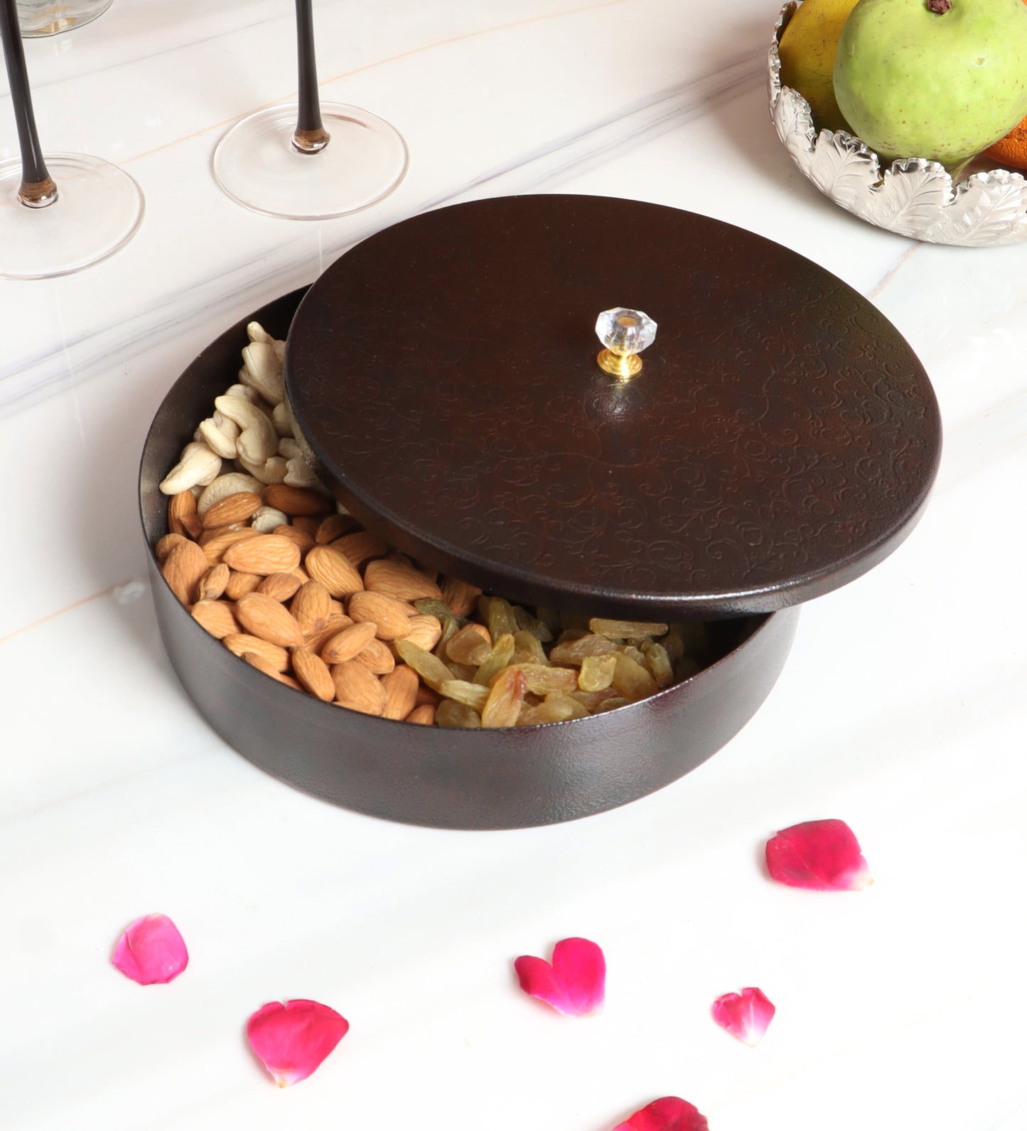 Copper Textured Dry Fruit Box With Lid