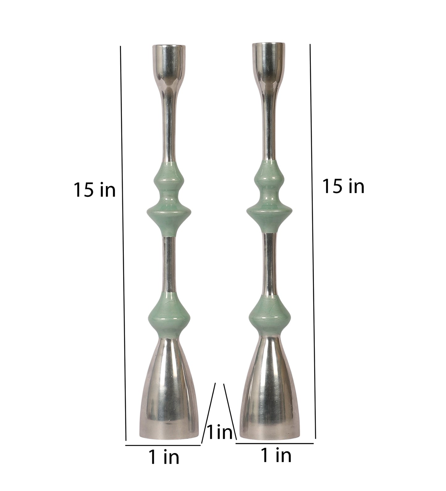 Silver & Grey Aluminium Candle Stand Set of 2