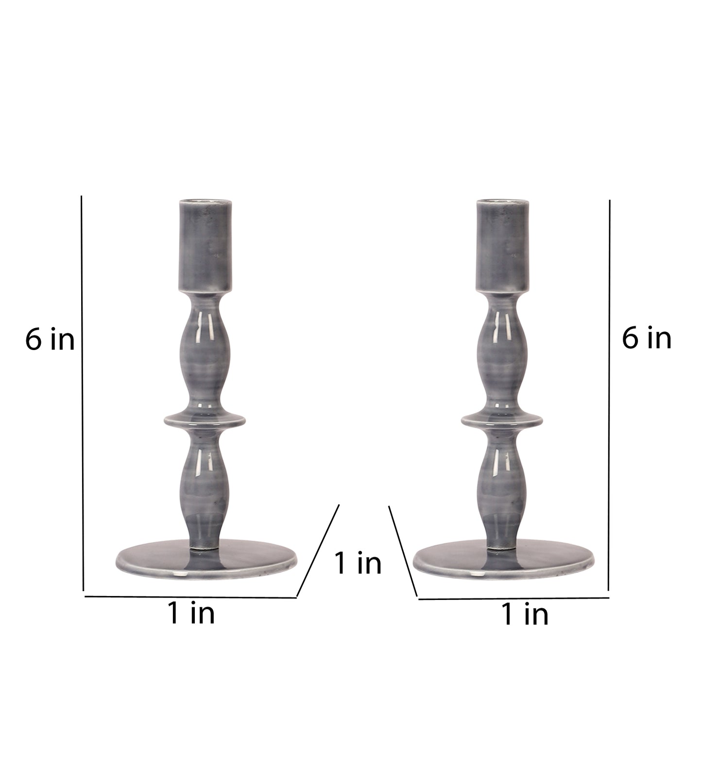 Aluminum Blue Resin Candle Stand Set of 2
