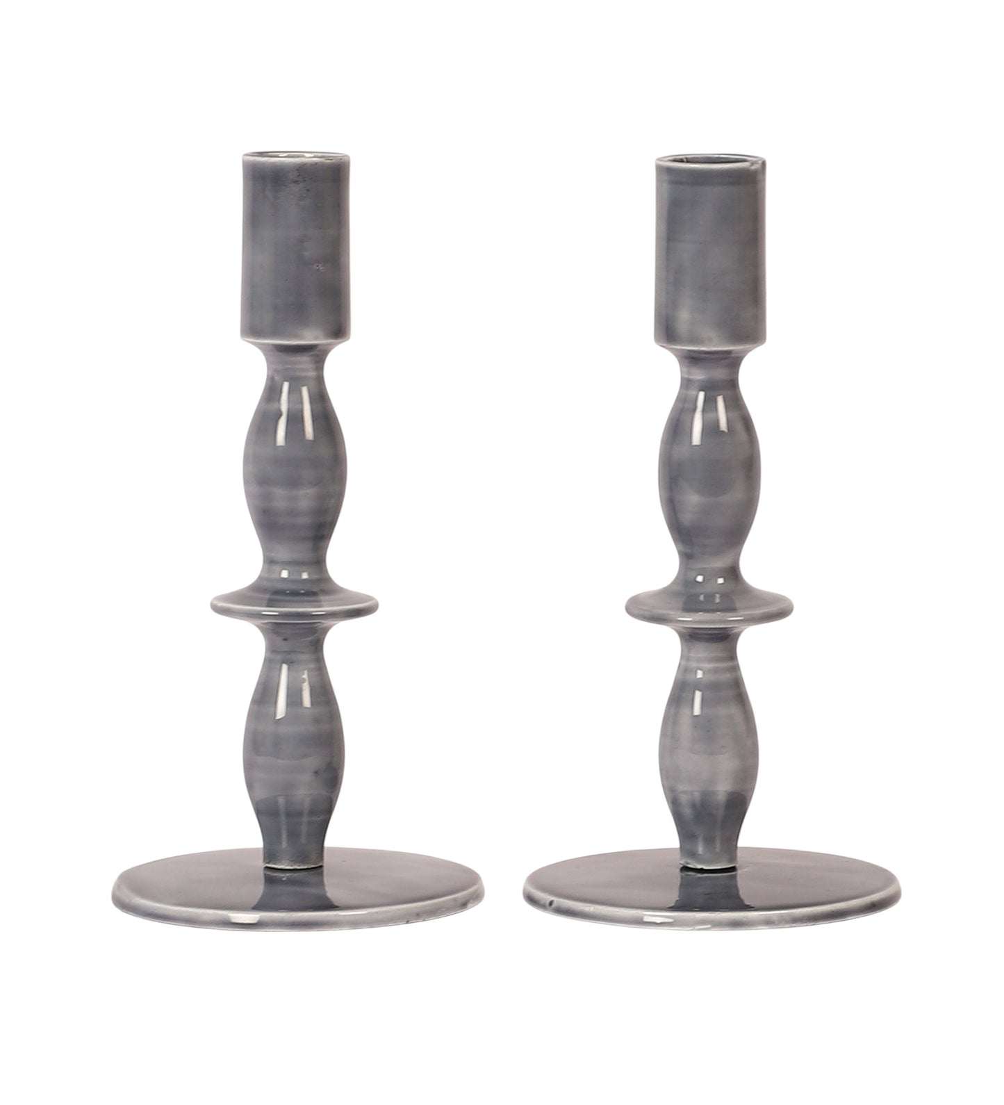 Aluminum Blue Resin Candle Stand Set of 2