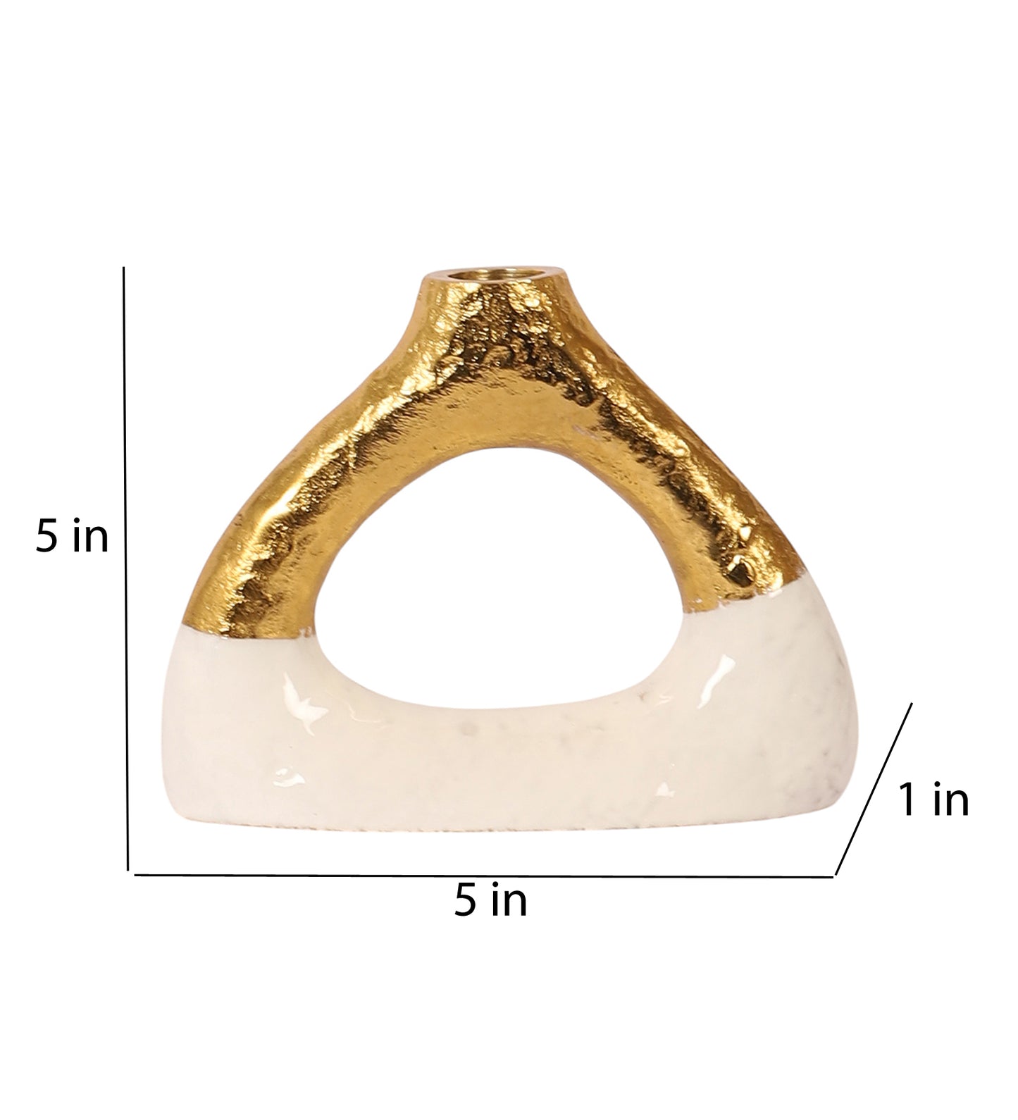 Aluminum White & Gold Oval Candle Stand
