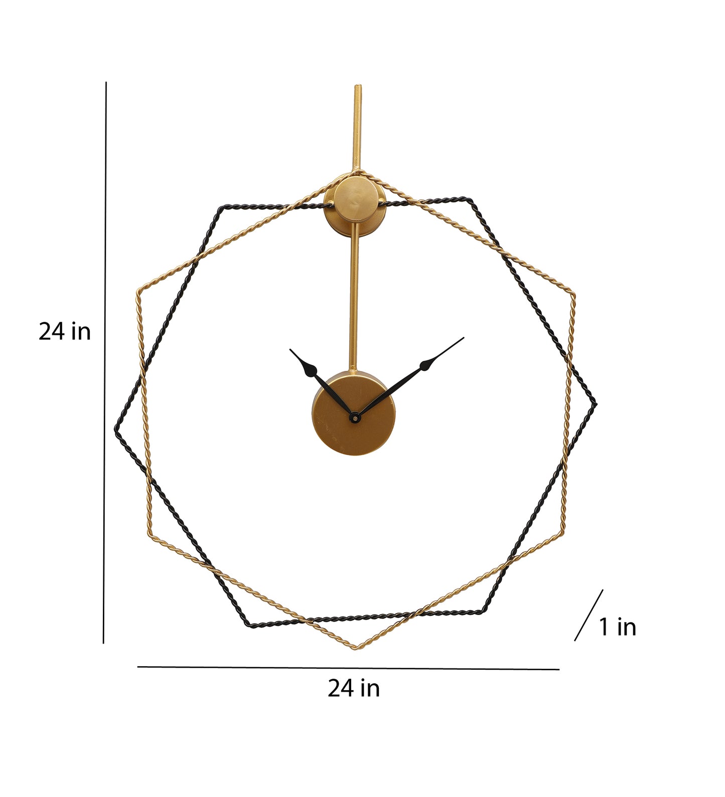 Black & Gold Hexagon Wall Clock