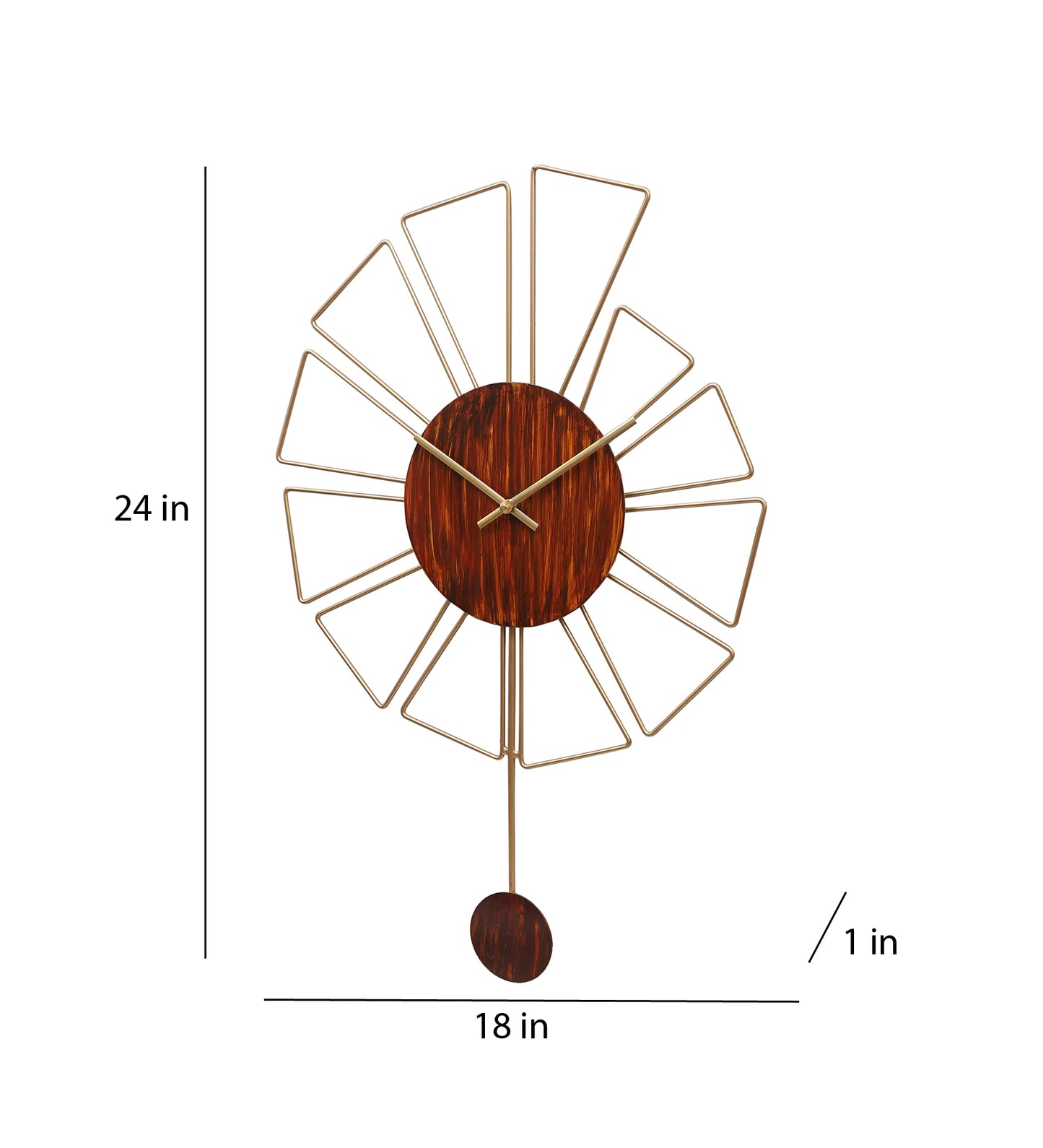 Gemoetric Brown & Gold Pendulam Clock