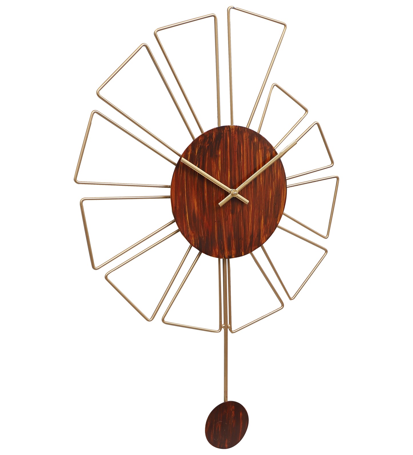 Gemoetric Brown & Gold Pendulam Clock