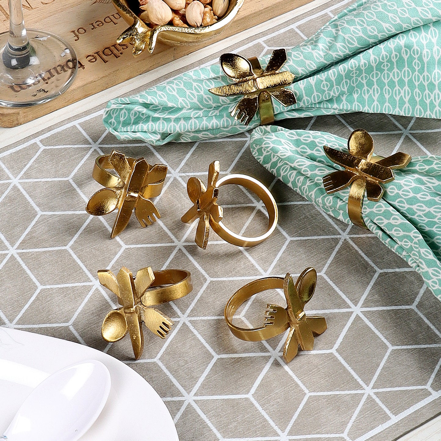 Fork-Knife-Spoon Napkin RIng Set of 6