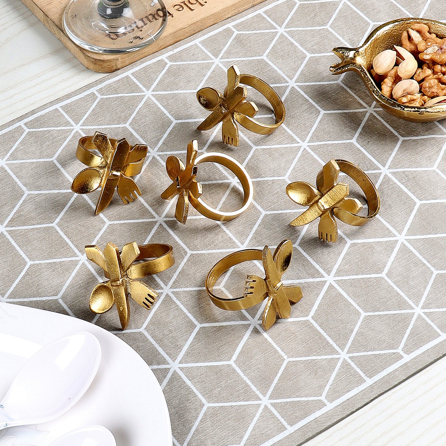 Fork-Knife-Spoon Napkin RIng Set of 6