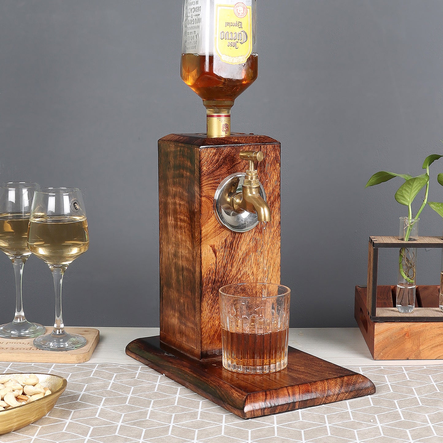 Wood & Brass Scotch Dispenser