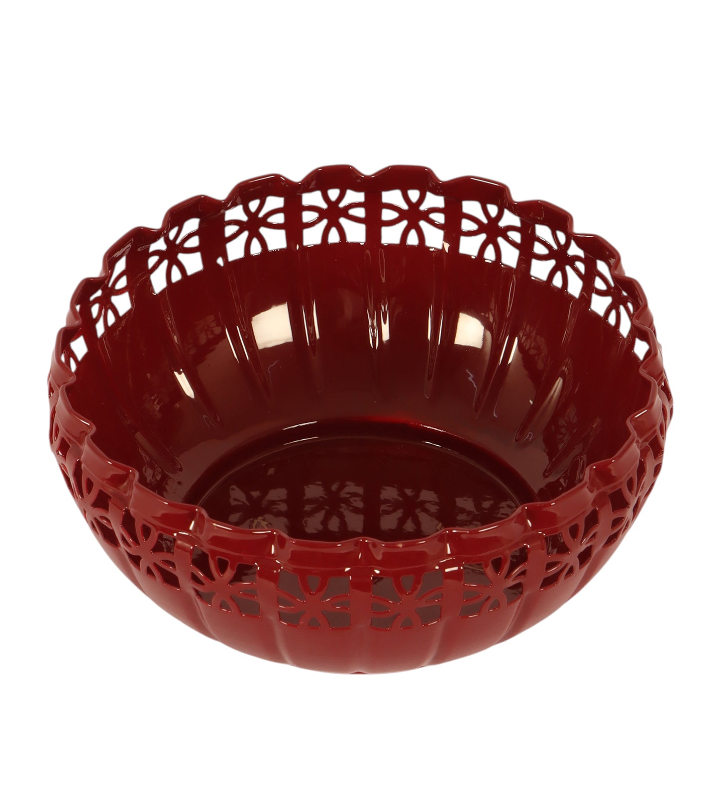 Metal Burgundy Fruit Bowl