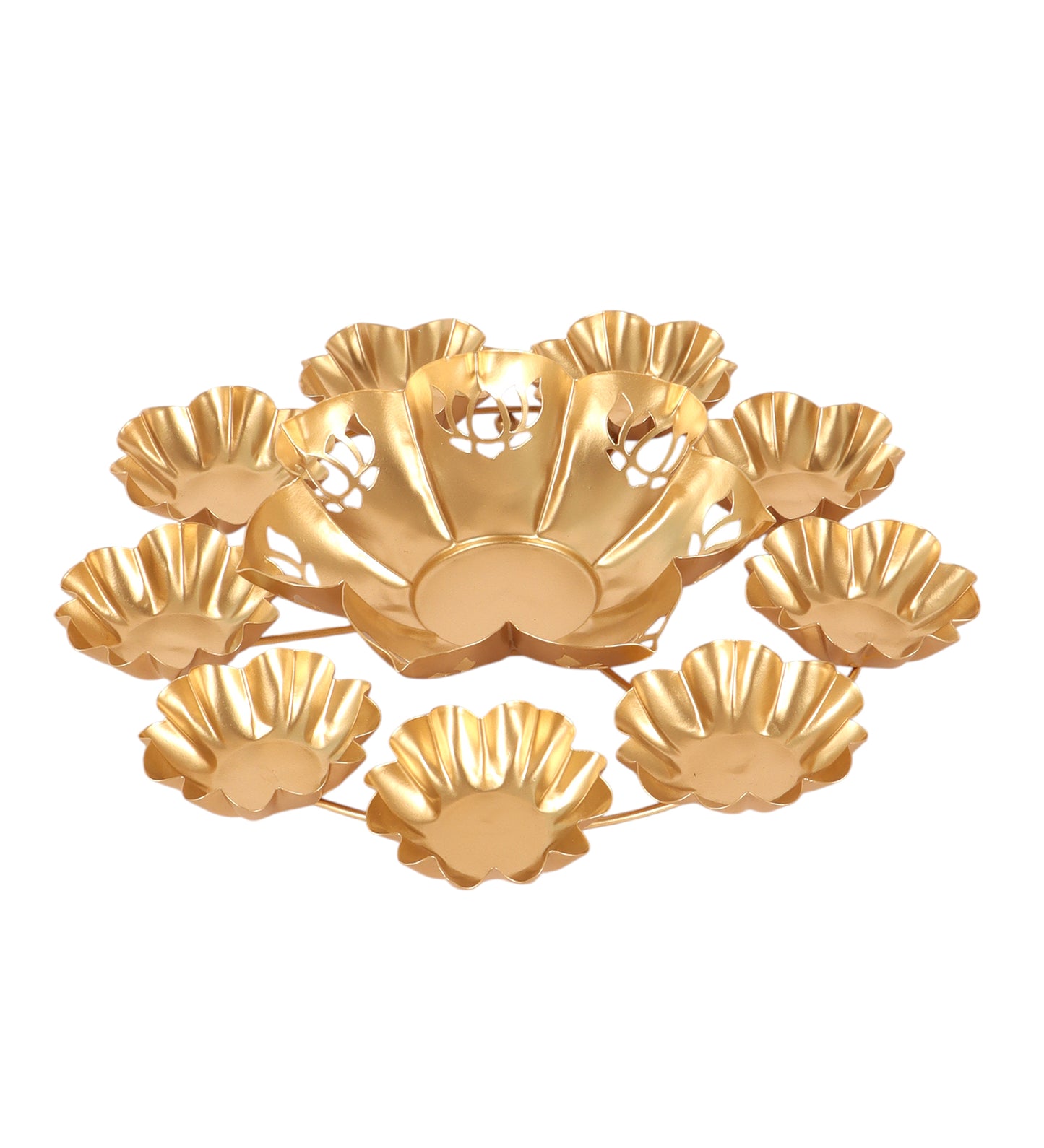 Metal Flower Kamal Cut Urli Single