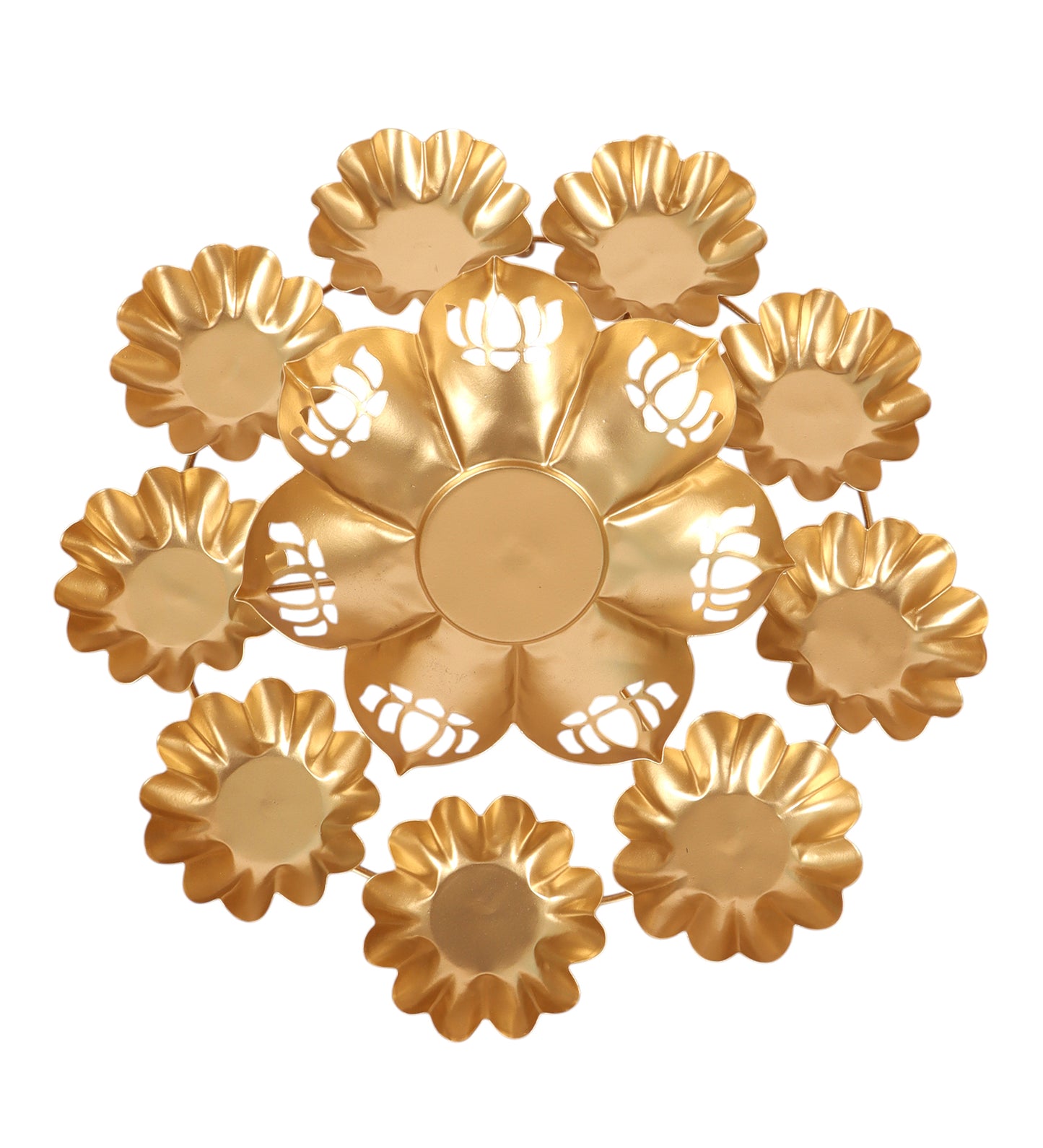 Metal Flower Kamal Cut Urli Single