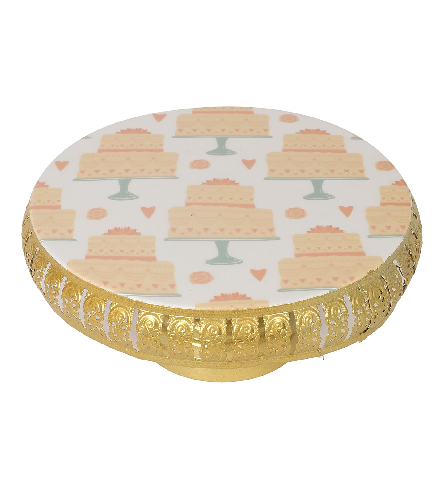 Cake Print Metal Cake Platter WIth Knife & Server