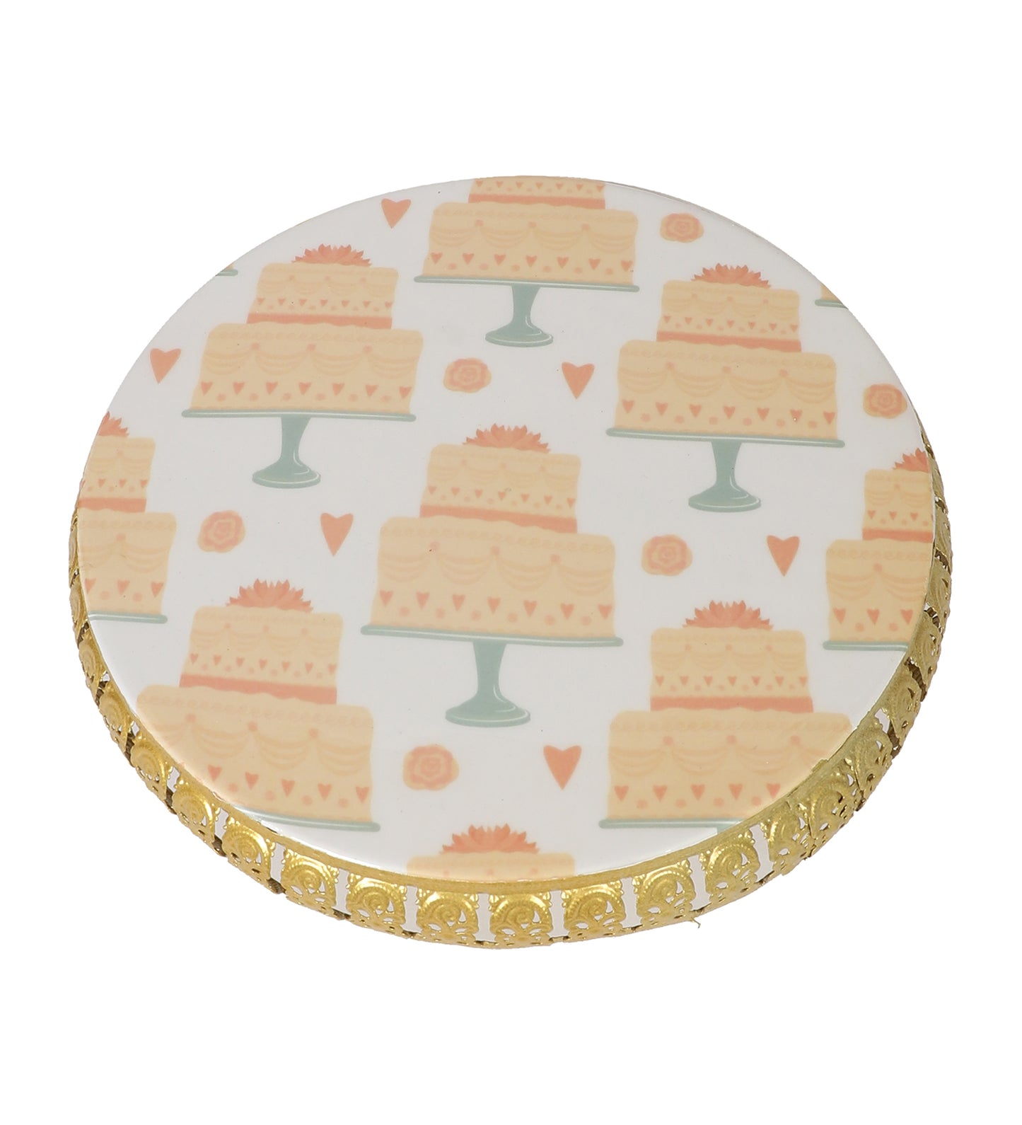Cake Print Metal Cake Platter WIth Knife & Server