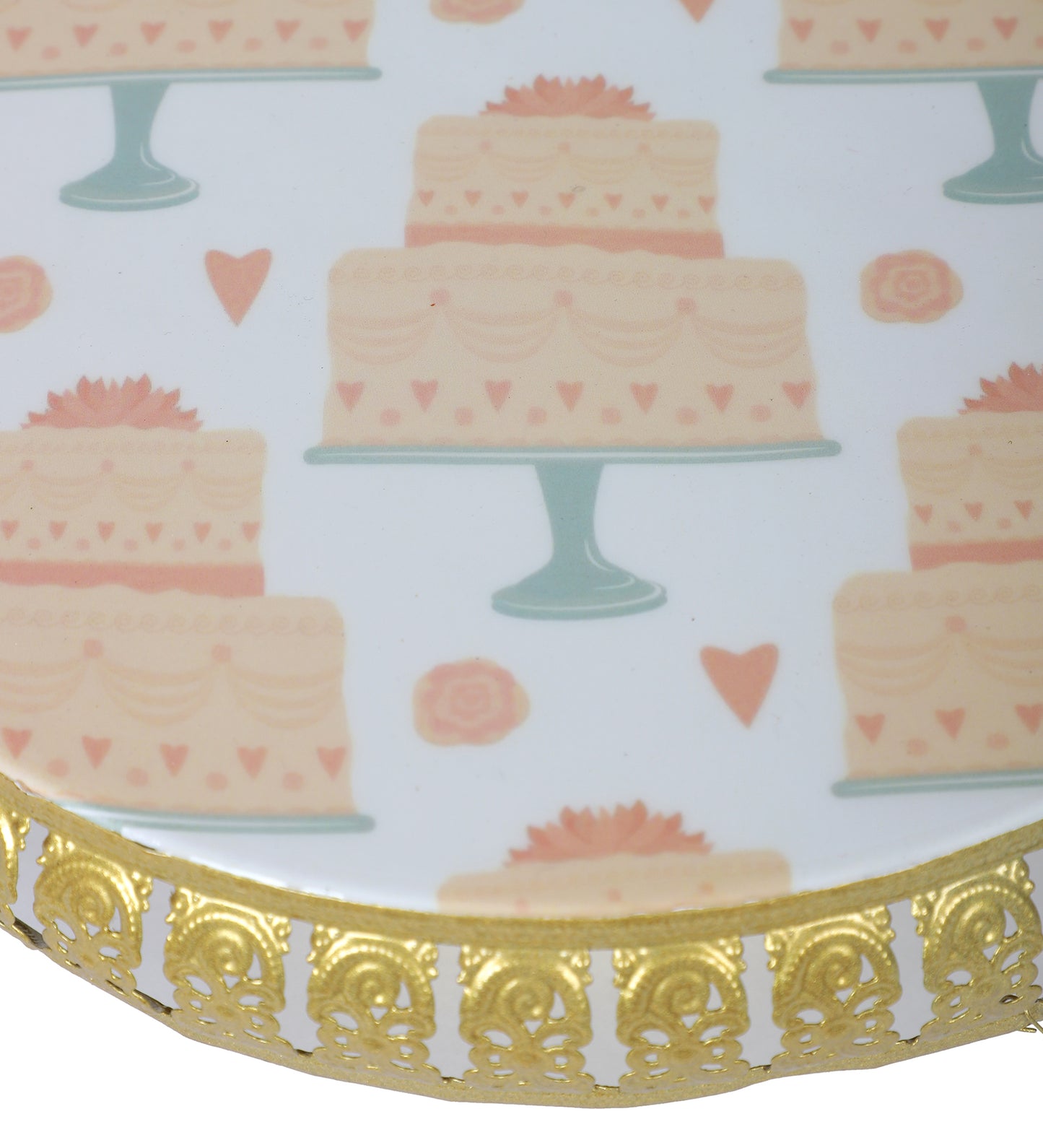 Cake Print Metal Cake Platter WIth Knife & Server
