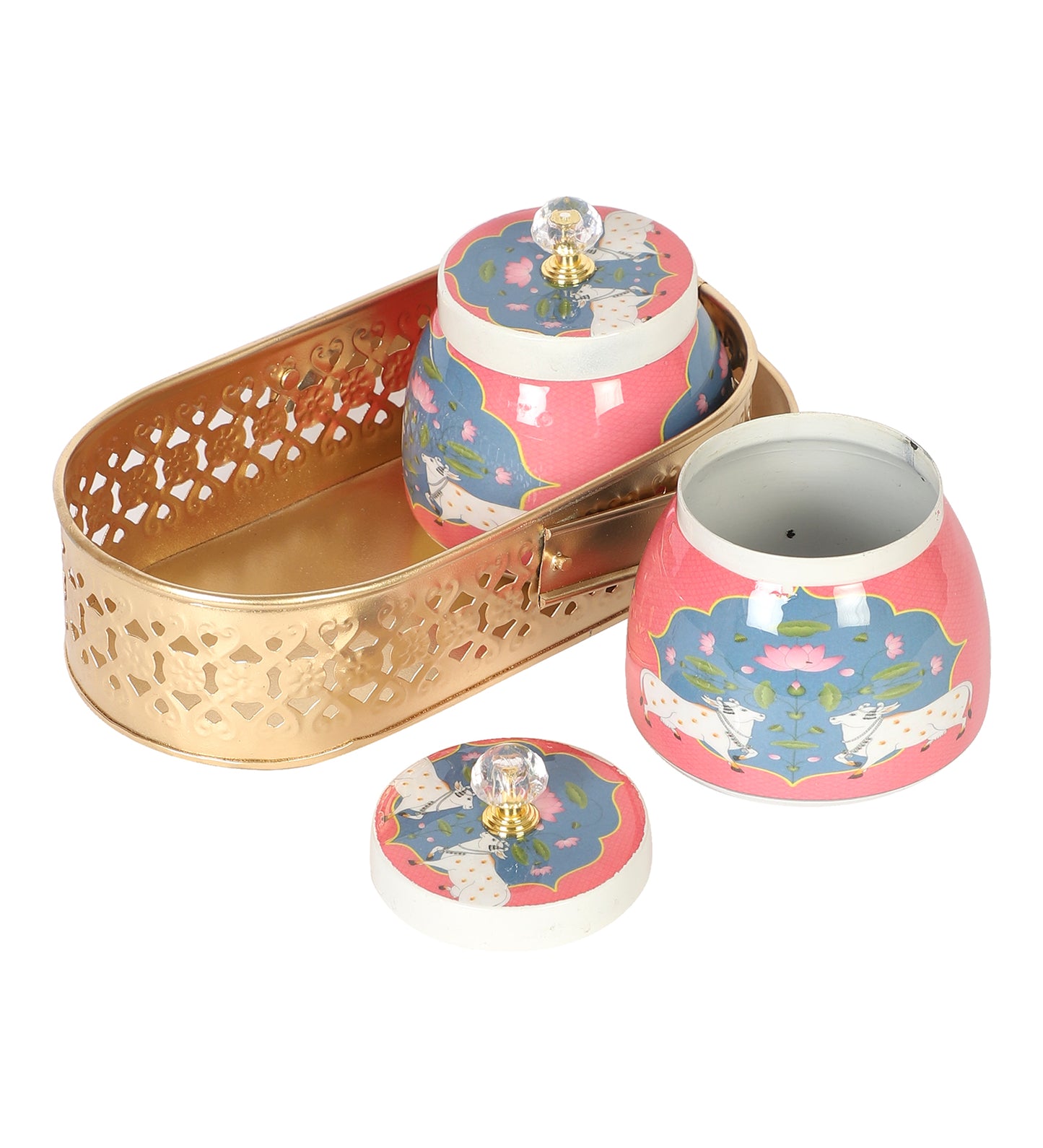 White Cow Print Jars basket Set of 3