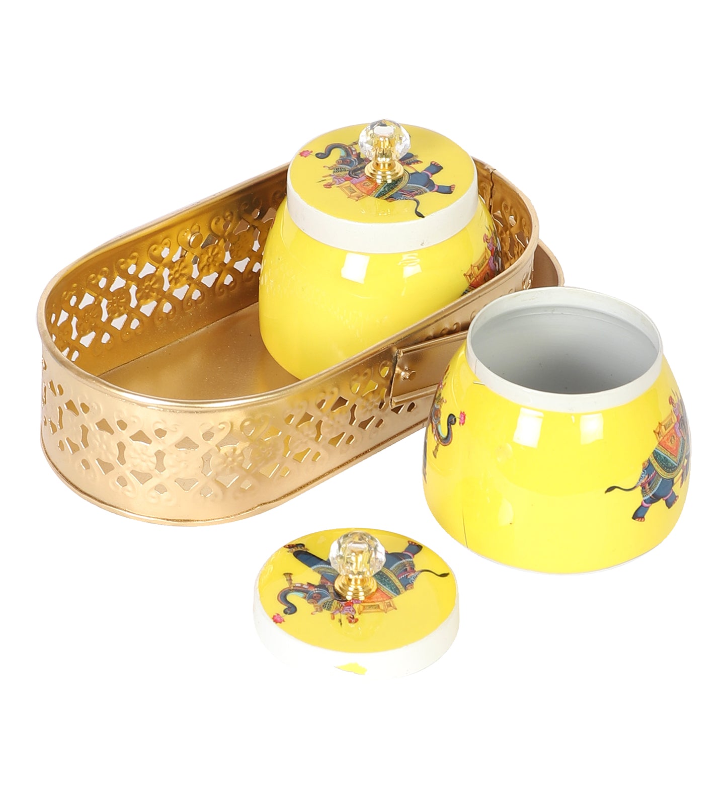 Blue Elephant Print Jars basket Set of 3