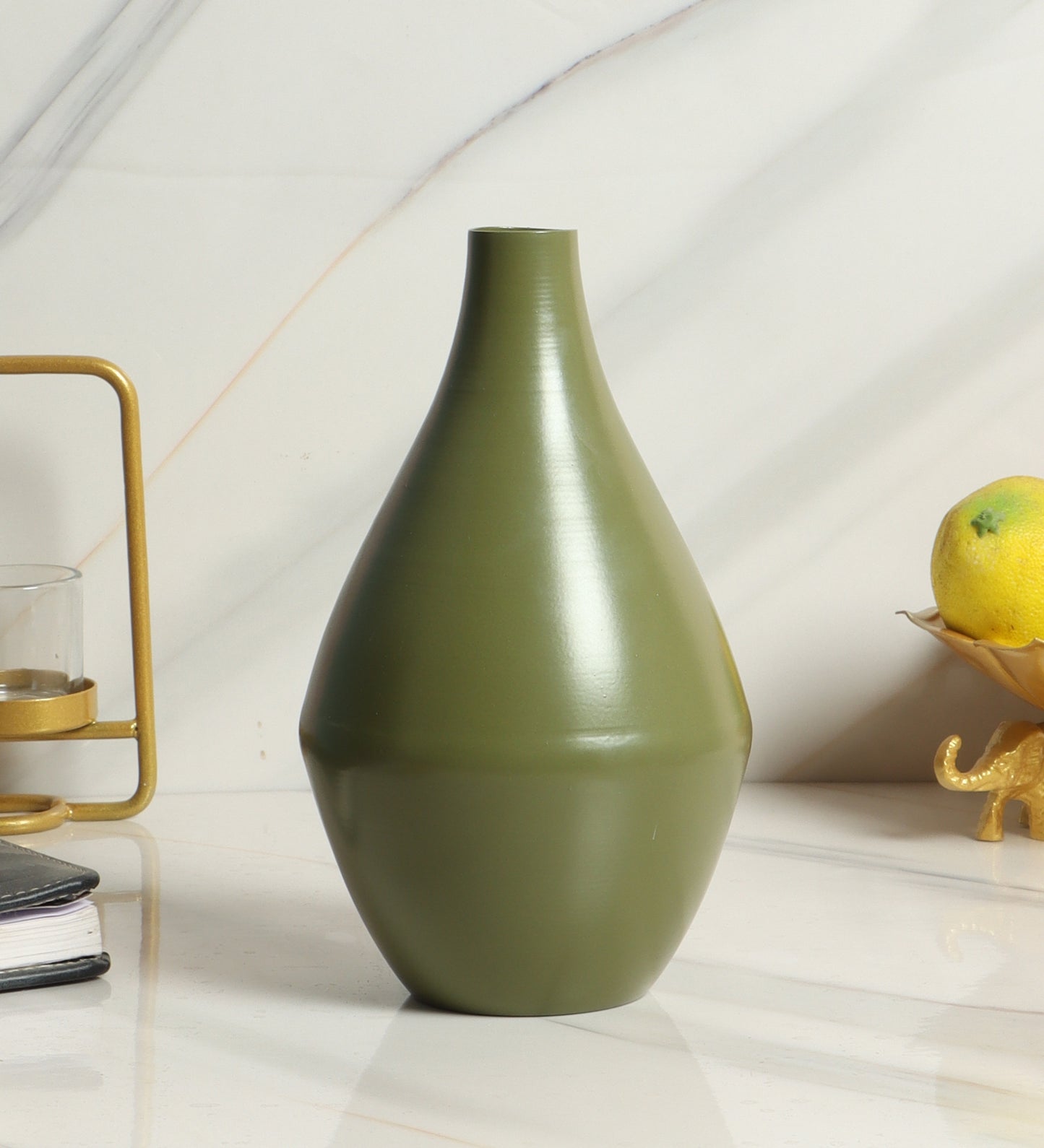 Bottle Green Metal Flower Pot