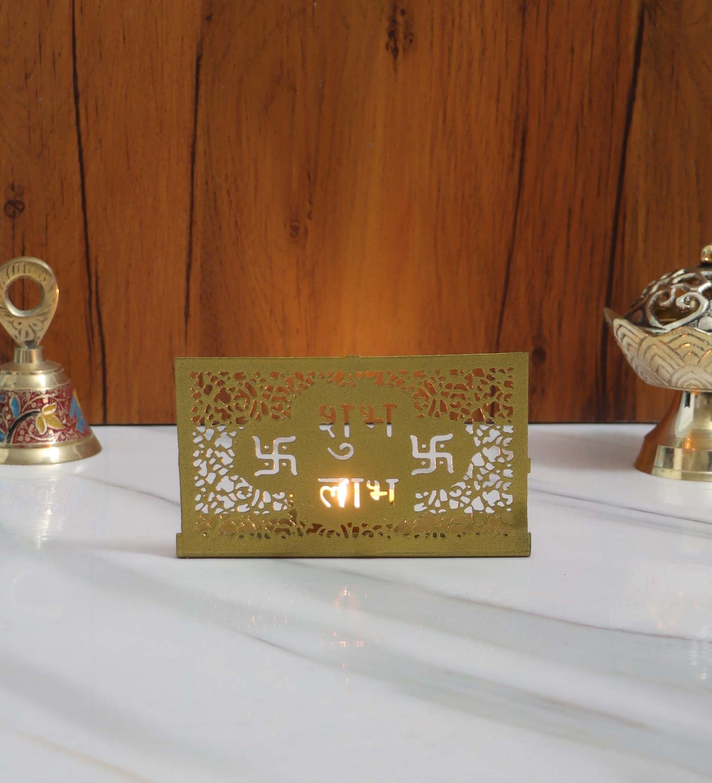 Shubh Labh Metal Single Tealight Holder