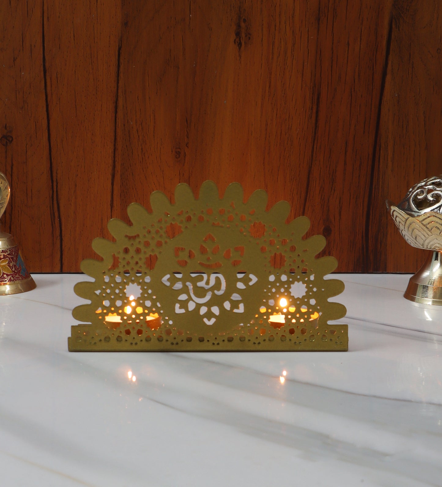 Om Metal Tealight Holder Single