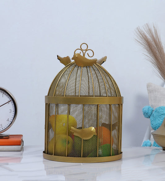 Gold Bird Fruit Cage Basket