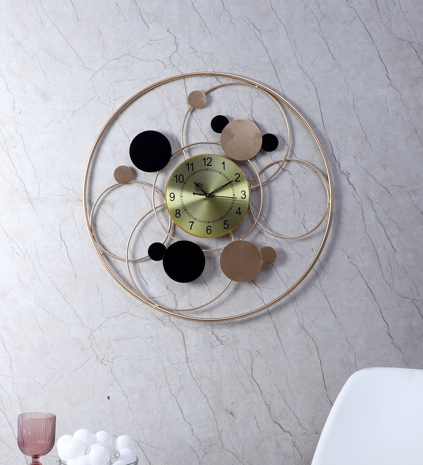 Black & Gold Round Ring Wall Clock