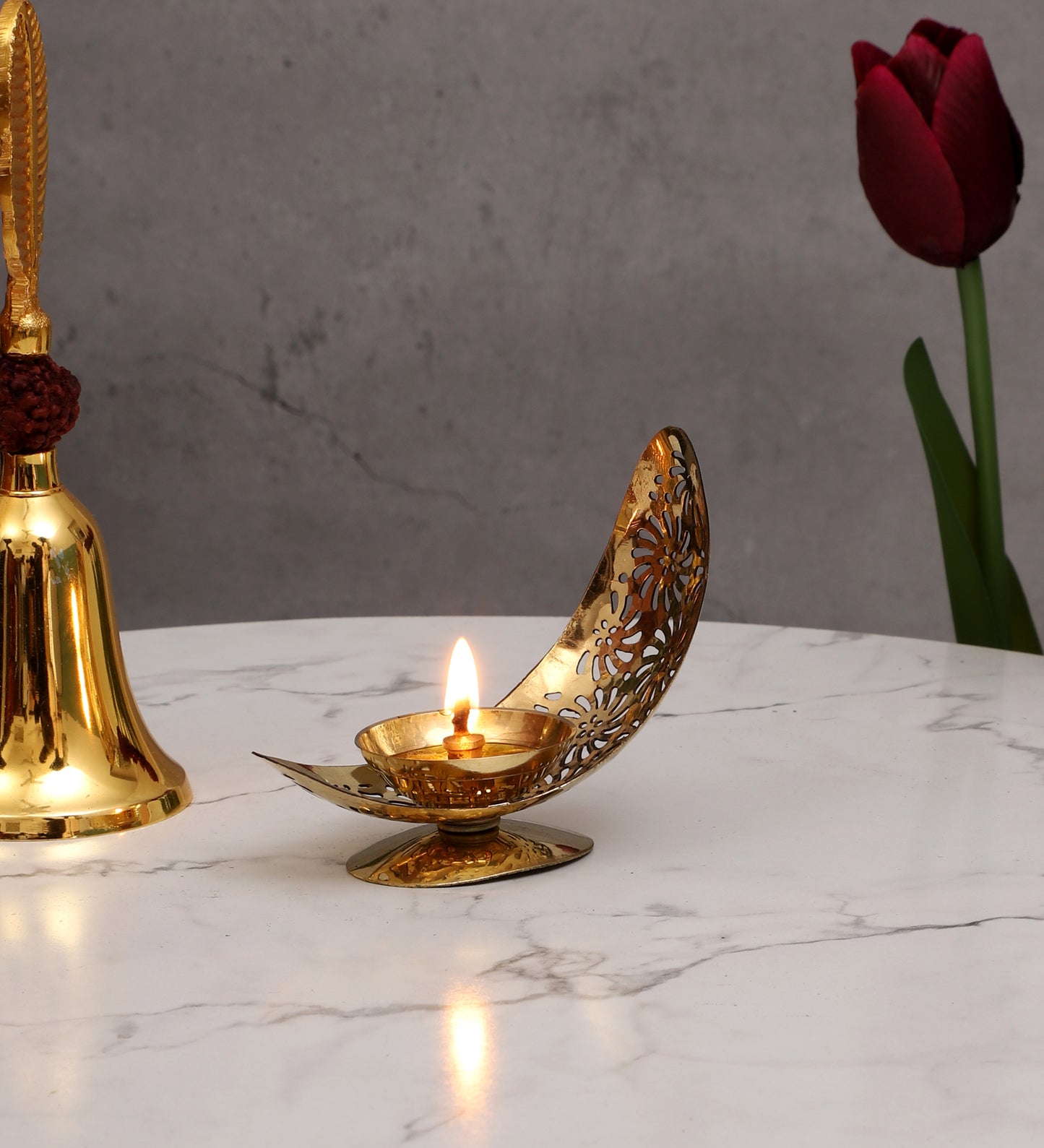 Moon Shape Brass Akhand Dia