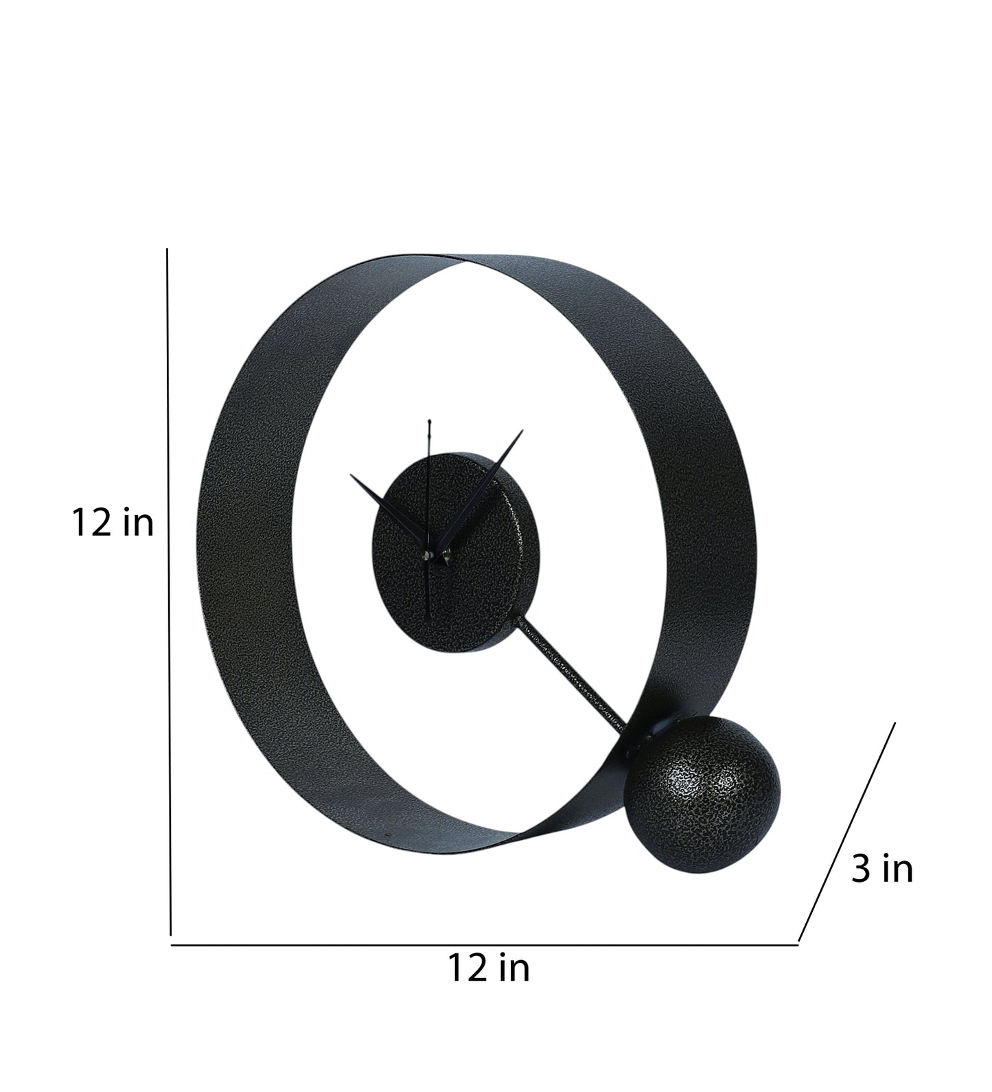 Silver Texture Round Ball Table Clock