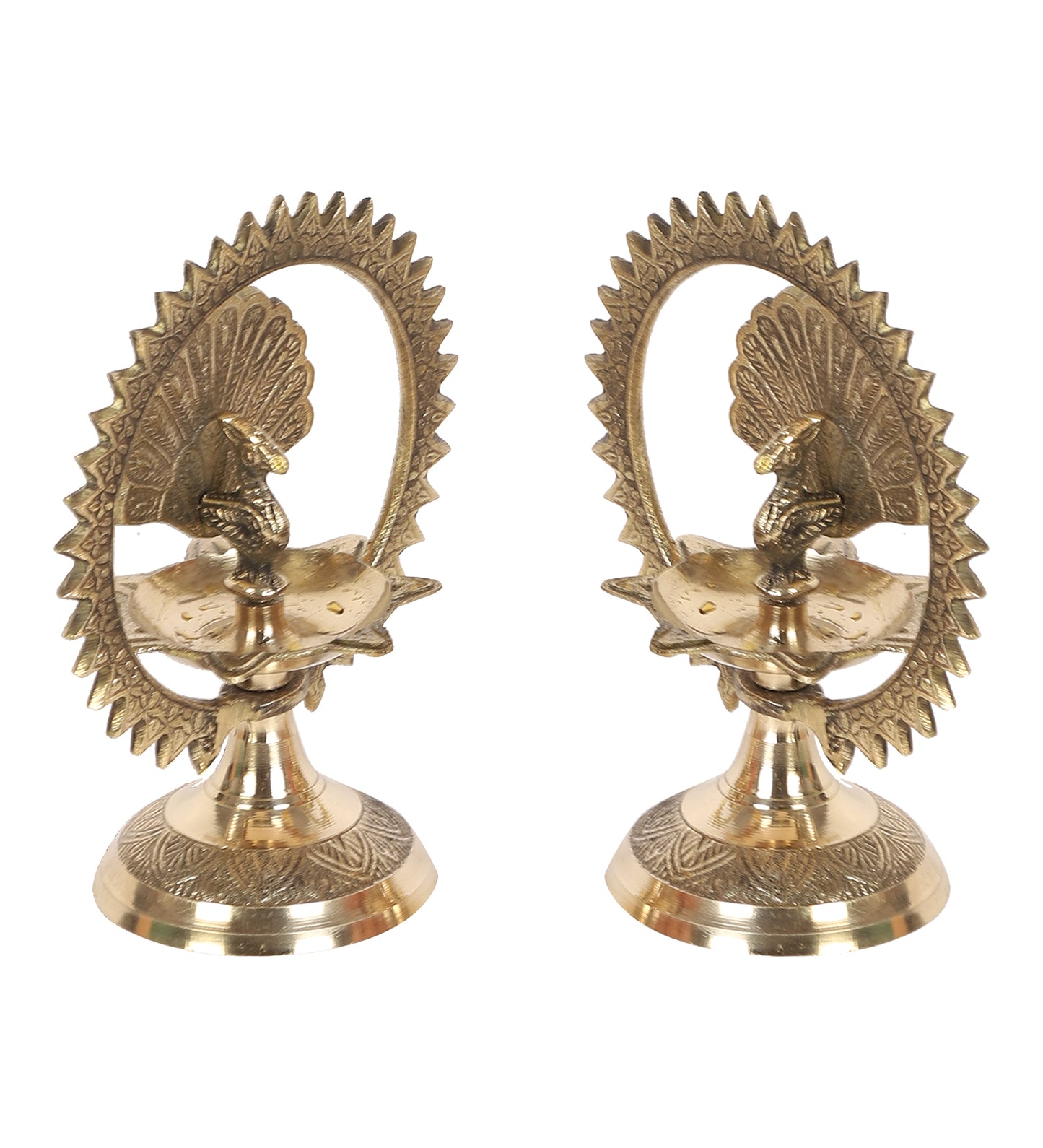 Peacock Brass Kerela Deepak Set of 2