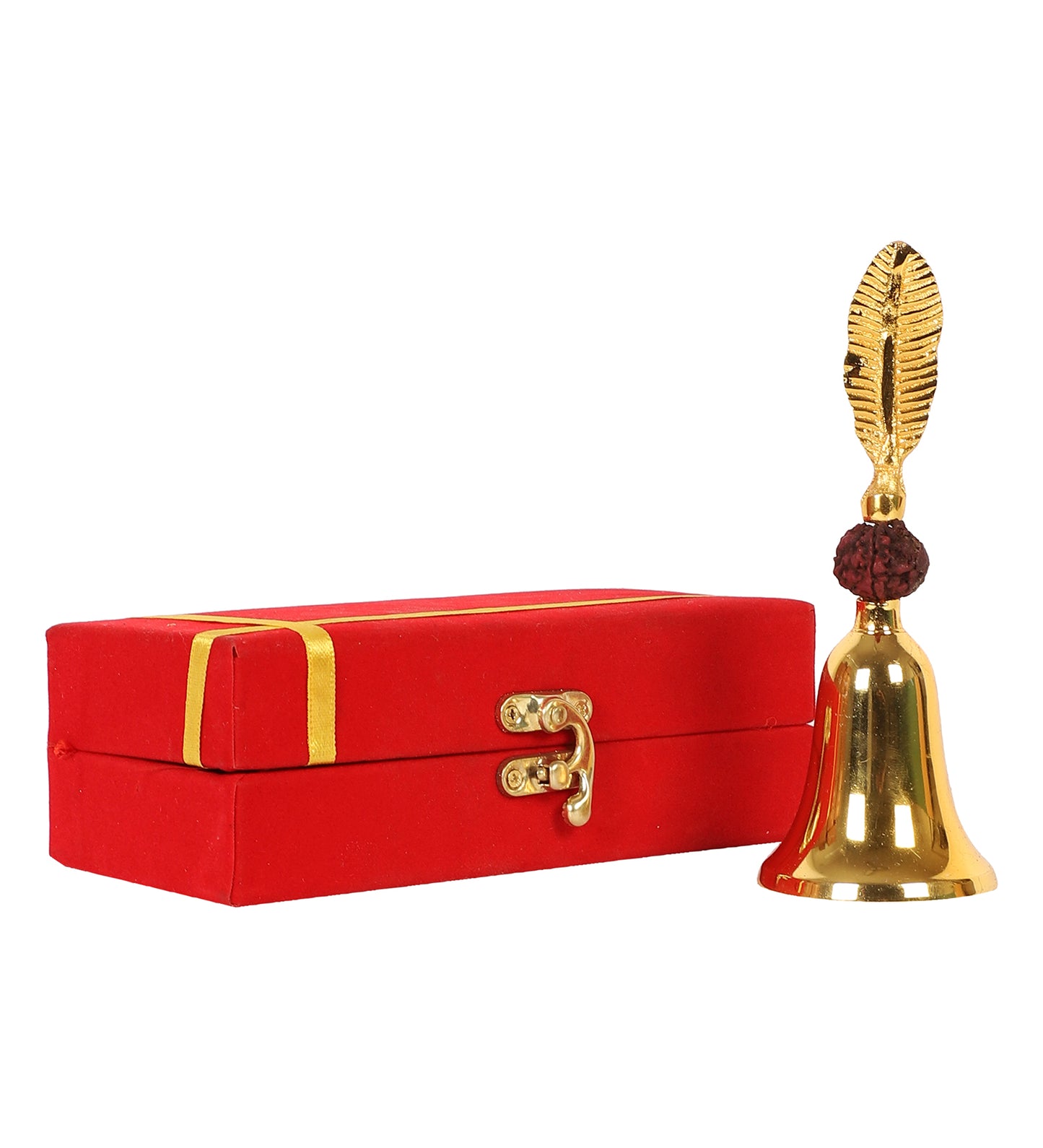Rudraksh Gold Brass Bell With Velvet Box