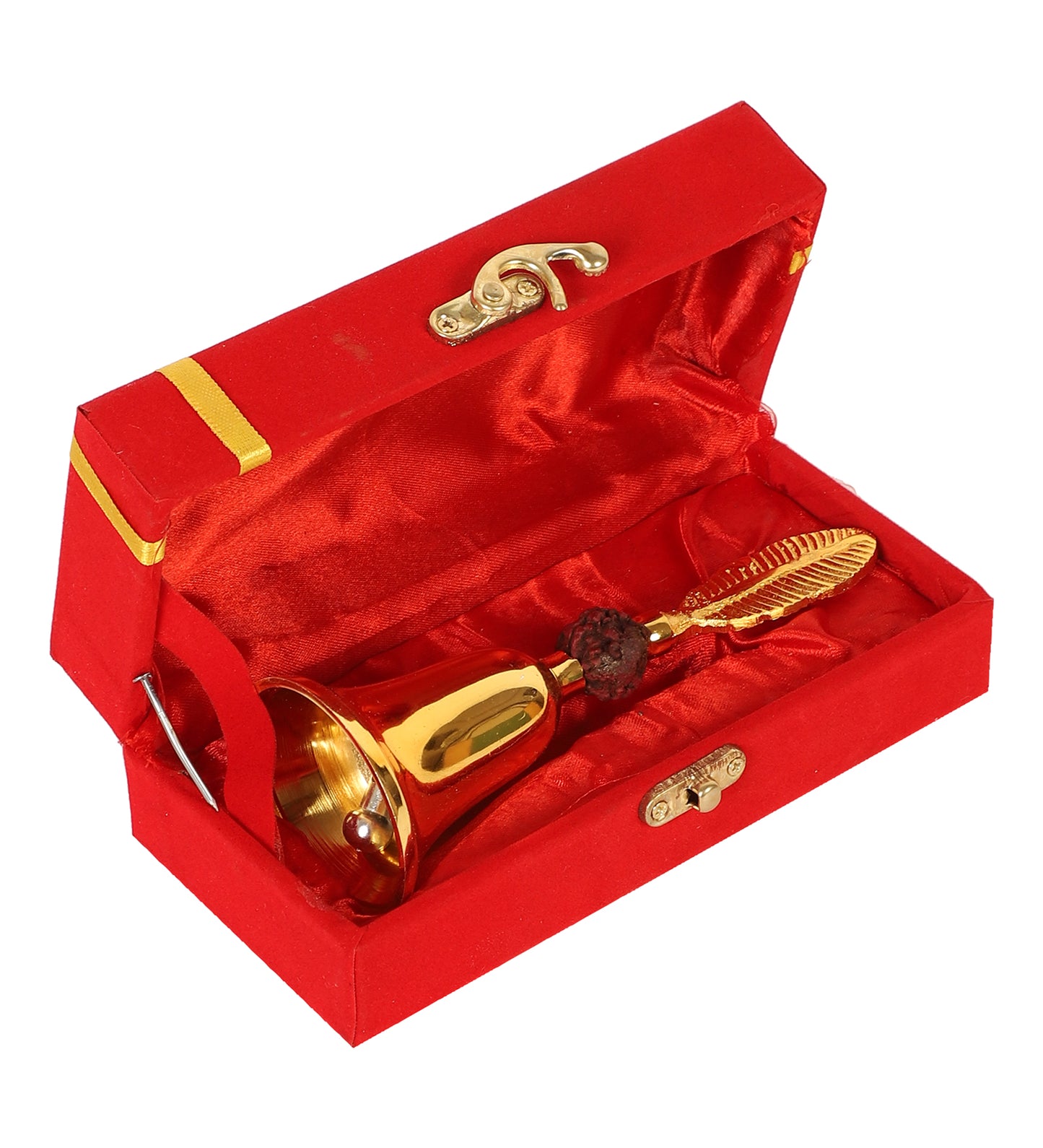 Rudraksh Gold Brass Bell With Velvet Box