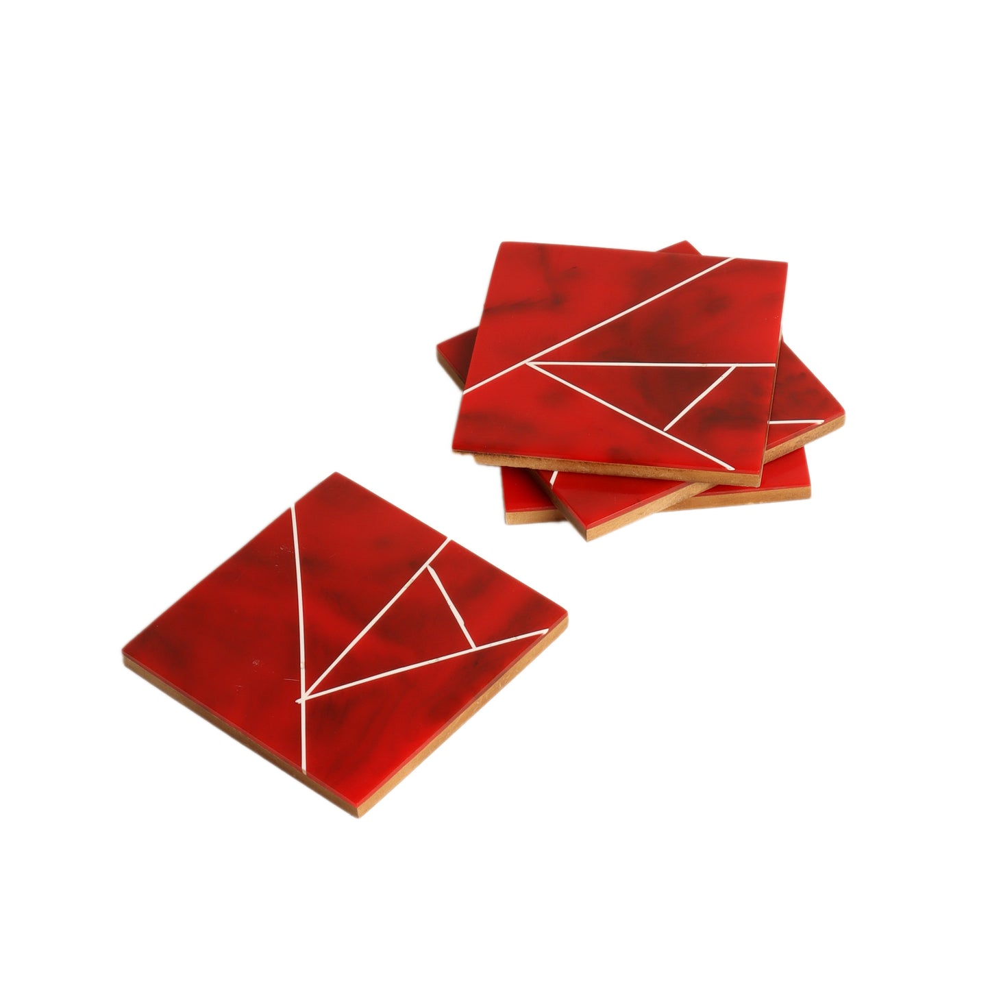 Red & White Resin Coaster Set of 4