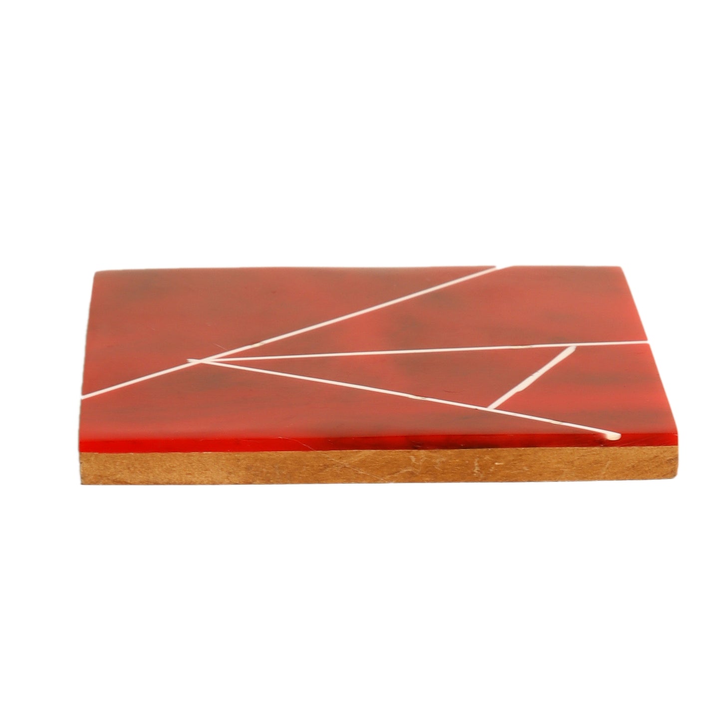 Red & White Resin Coaster Set of 4