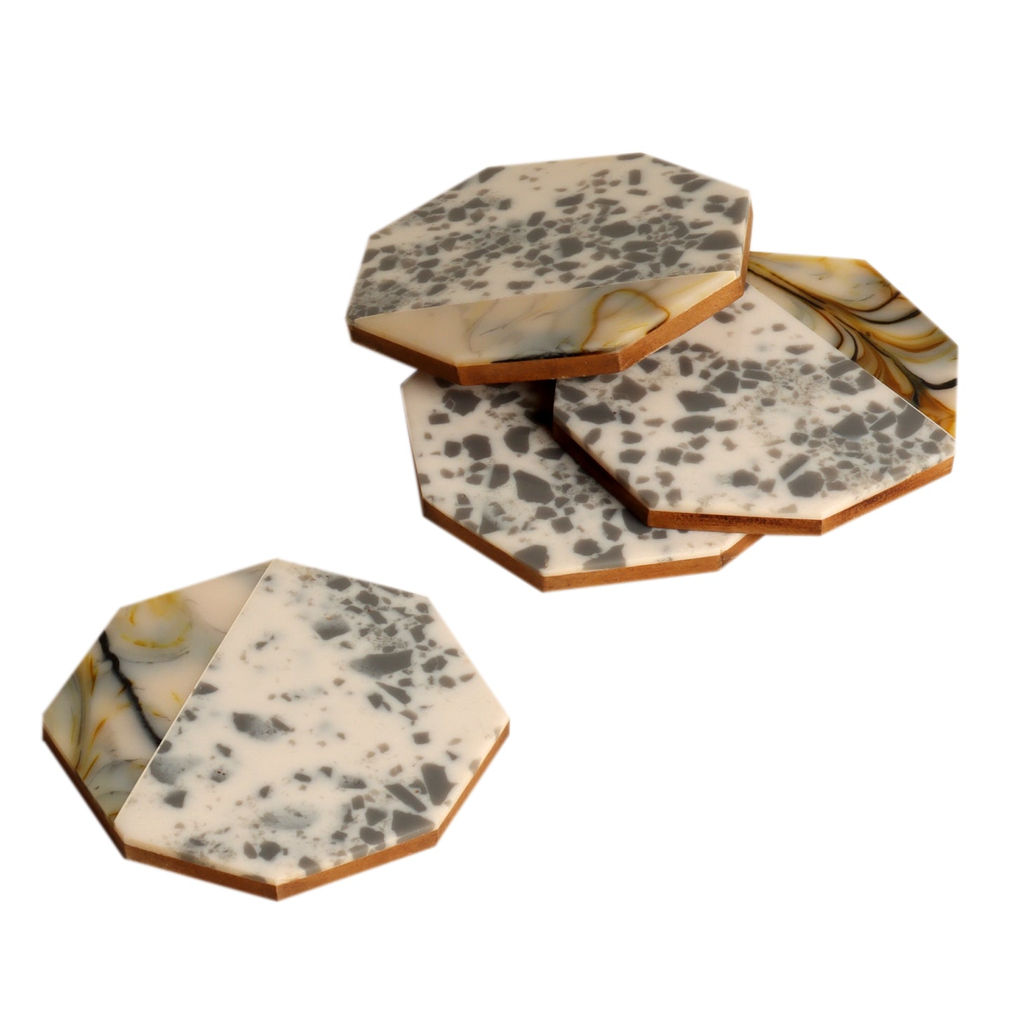 Green Hexagon Resin Coaster Set of 4
