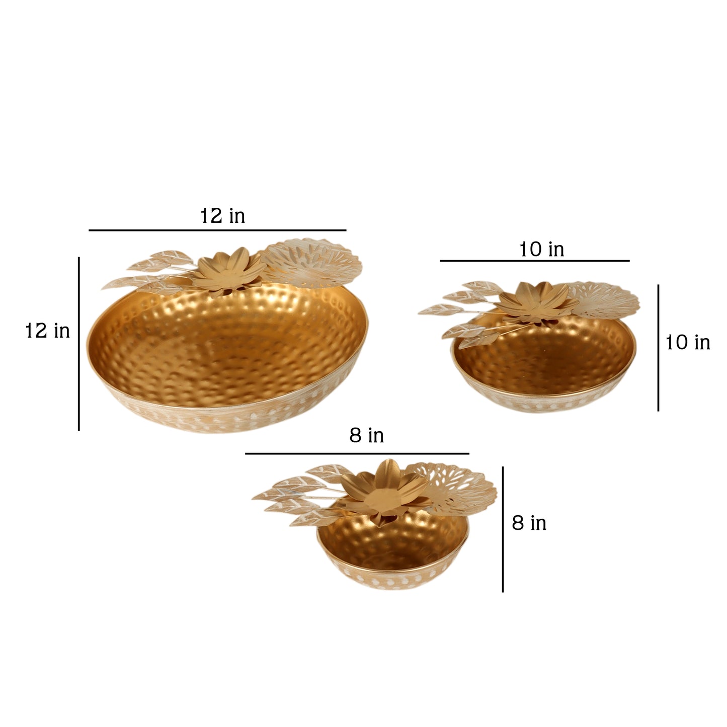 Gold FLower Urli Set of 3