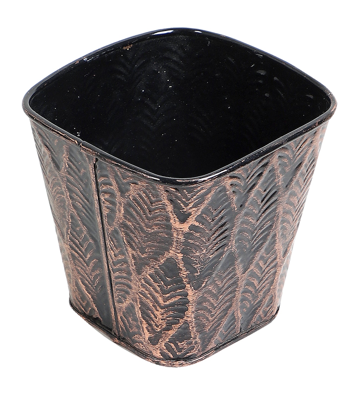 Copper & Black Metal Table Planters with Tray Set of 4
